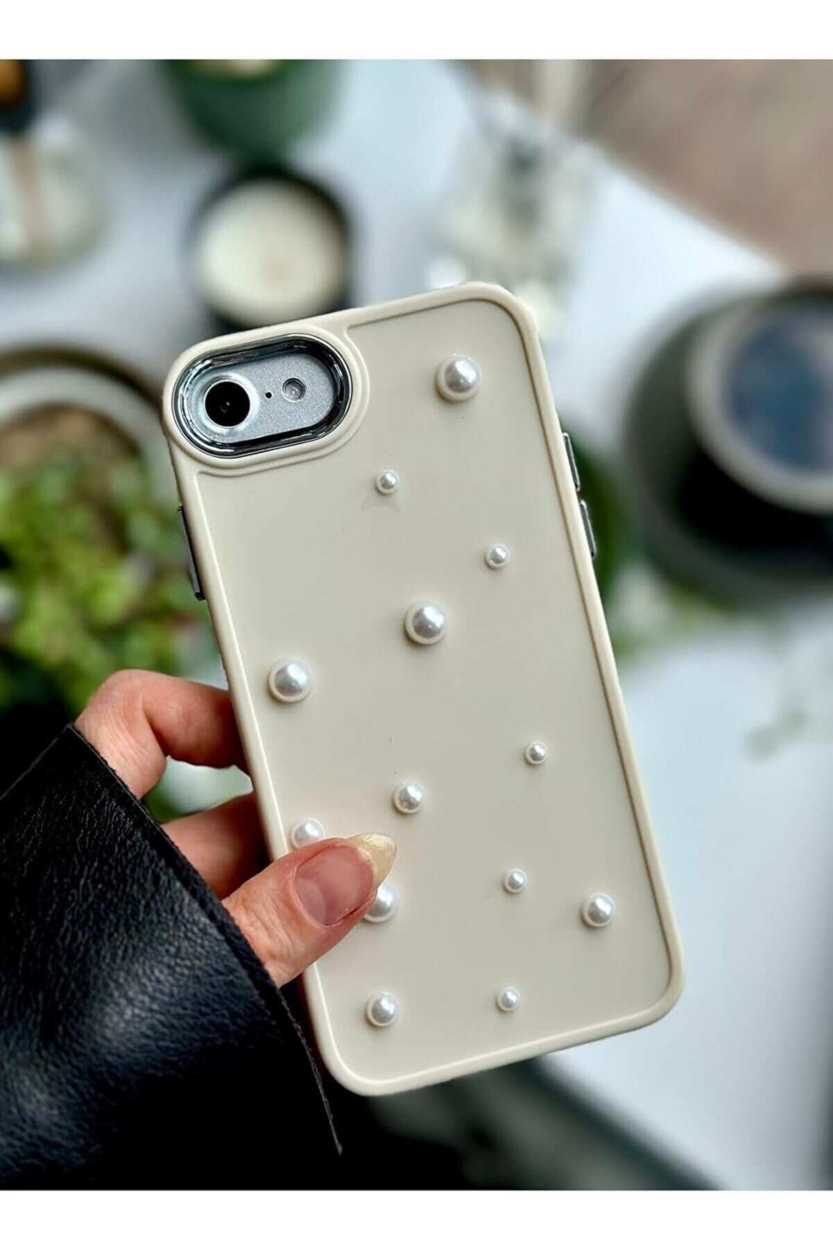 STOREMAX Aksesuar Iphone 7-8 - Se 2020 - Se 2022 Uyumlu Pearl 3D Oyuncak Tasarımlı Esnek Silikon Kılıf - Krem