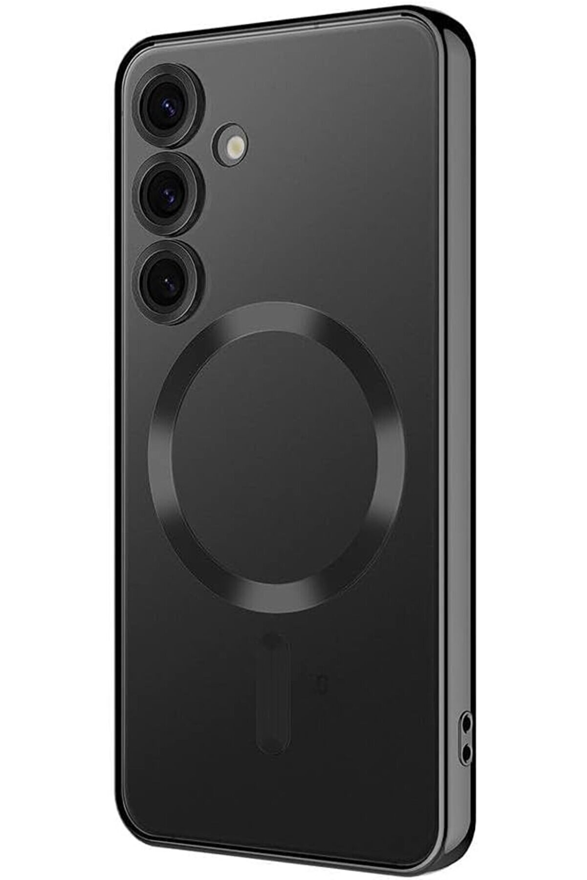 STOREMAX S24 Kılıf Kamera Lens Korumalı Kablosuz Şarj Destekli Arkası Şeffaf Parlak Kenarlı Kapak Esnek Silik