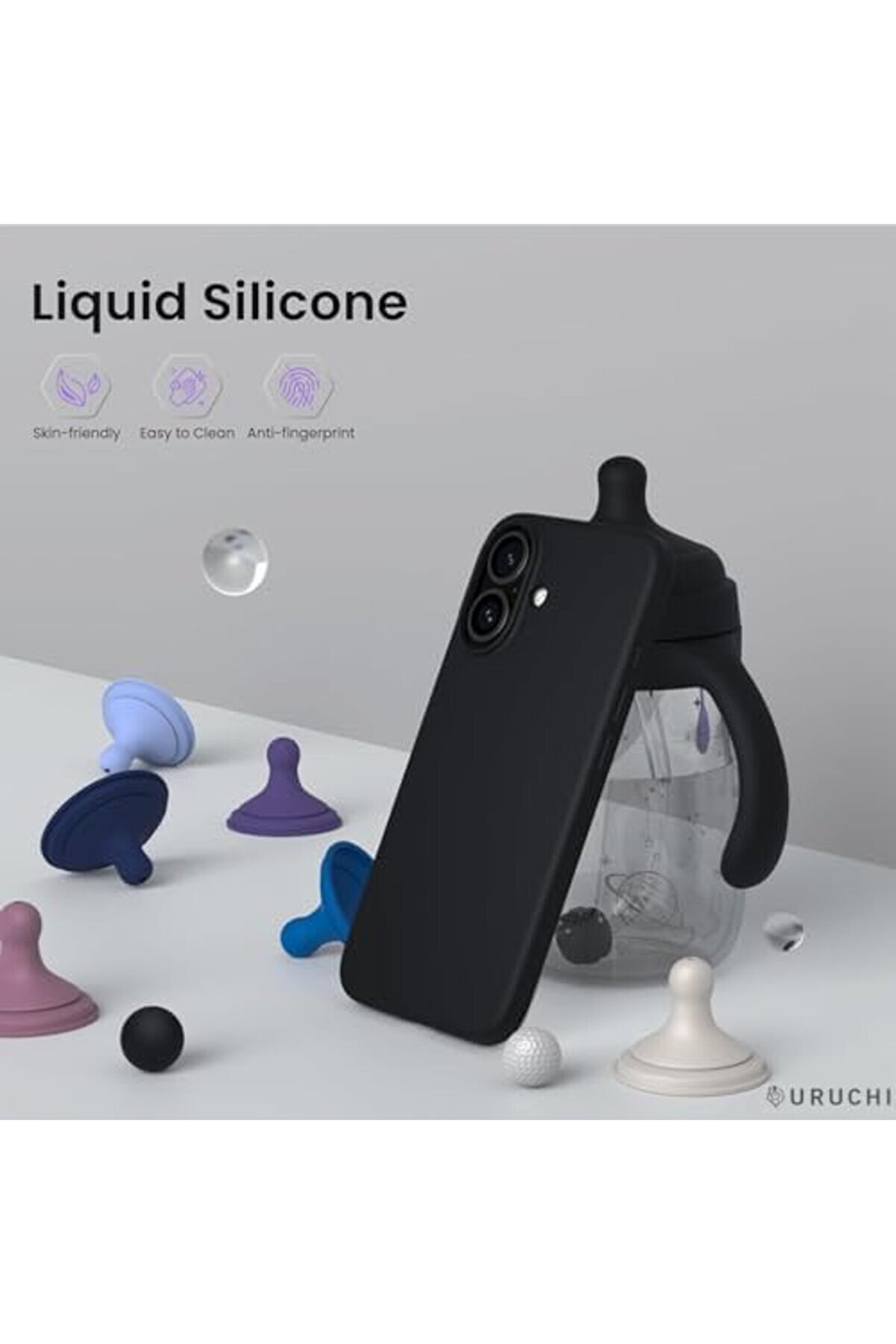 16 Kılıfı 6.1" İle Uyumlu, Kaymaz Dış Yüzeyli̇ Sıvı Si̇li̇kon, 3 Katmanlı Tam Kaplamalı Yumuşak Jel Kau