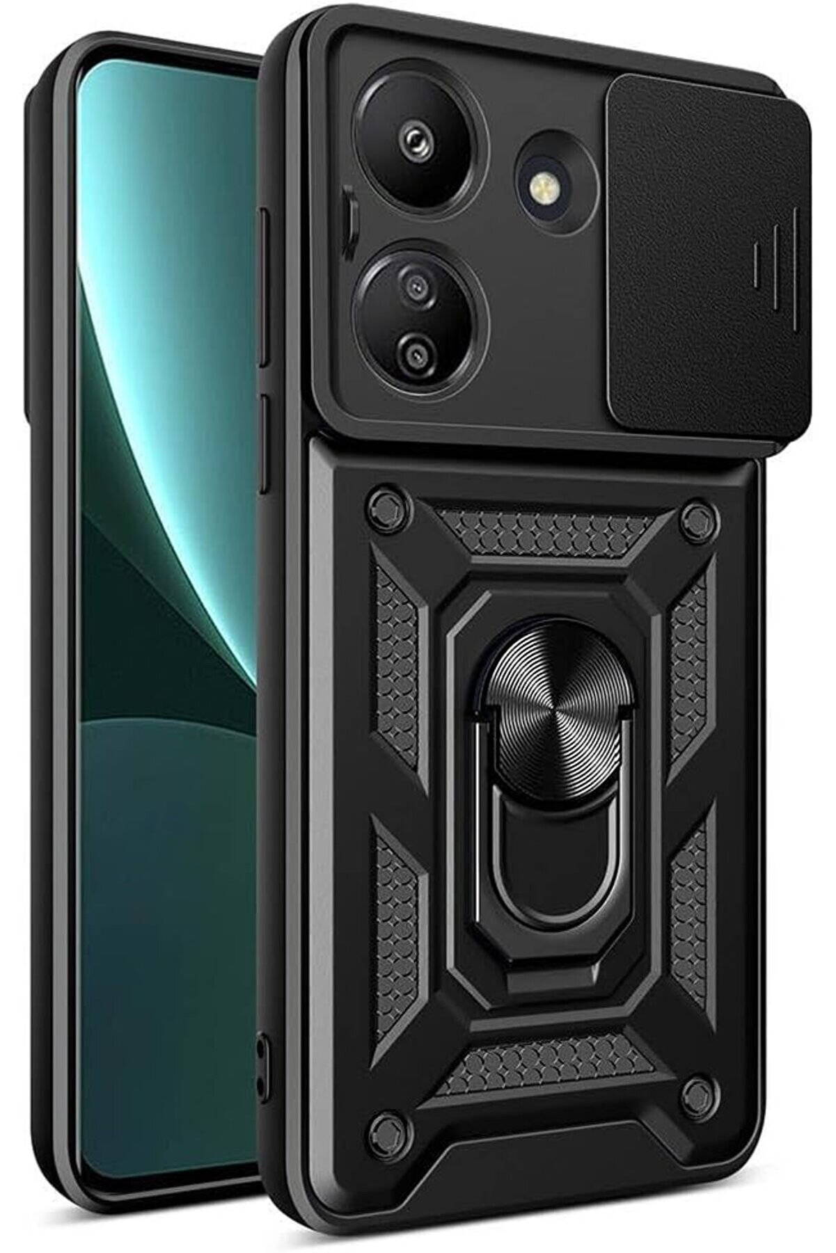 STOREMAX 13C Uyumlu Kamera Korumalı S&uuml;rg&uuml;l&uuml; Y&uuml;z&uuml;kl&uuml; Tank Kılıf (Siyah) 1014773