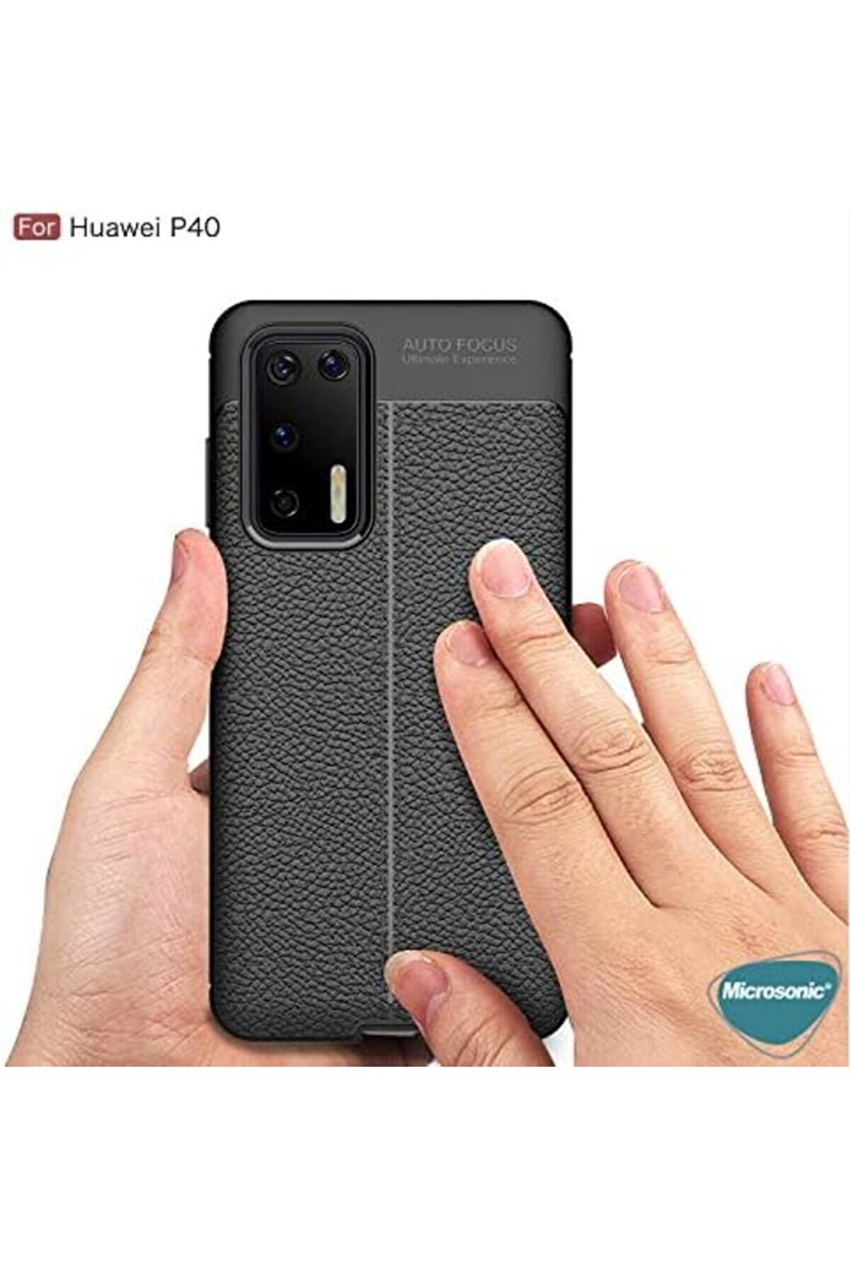 P40 İçi̇n Kılıf Deri̇ Dokulu Si̇li̇kon Kırmızı [P40 İle Uyumlu Kılıf - Kırmızı] 1014773