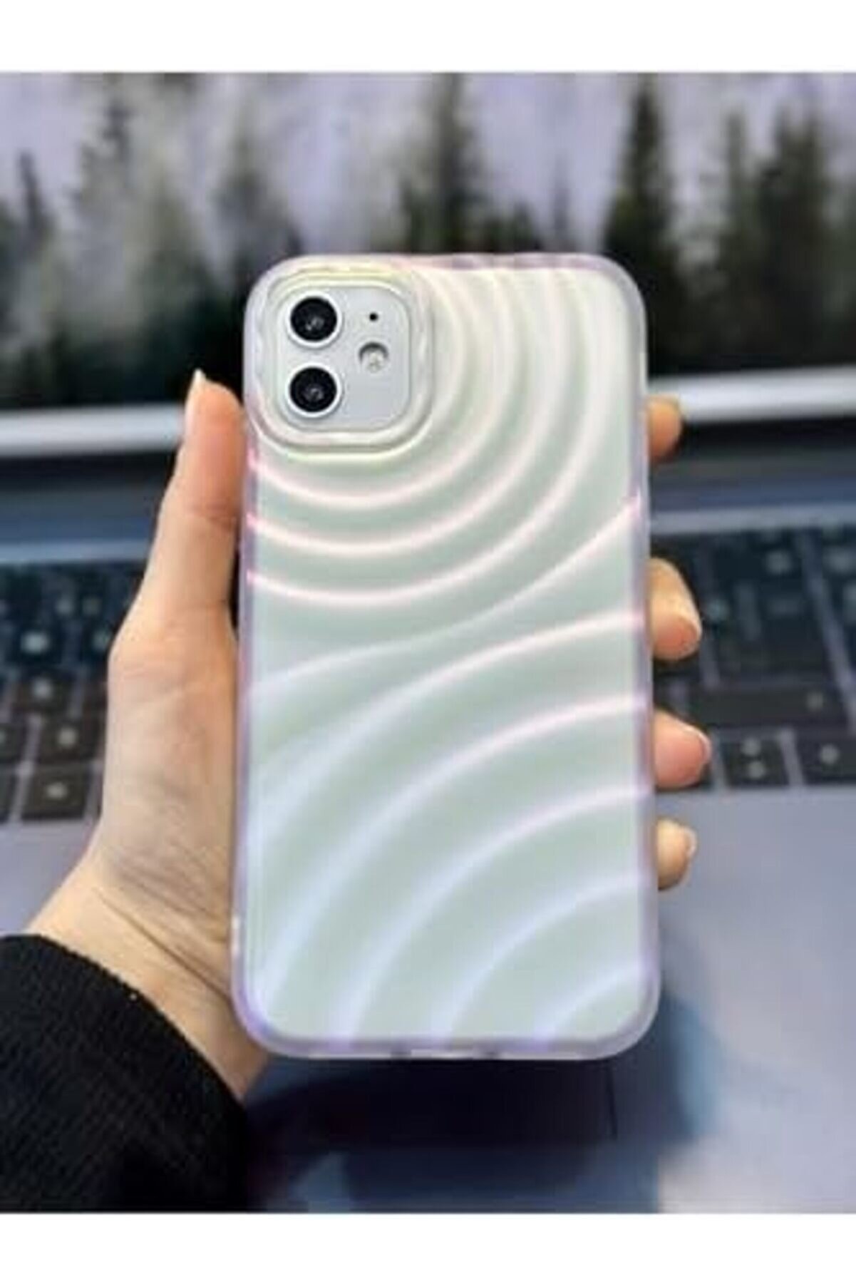 Aksesuar 11 İle Uyumlu 3D Kabartma Mor Yansımalı Mat Si̇li̇kon Kılıf 1014773