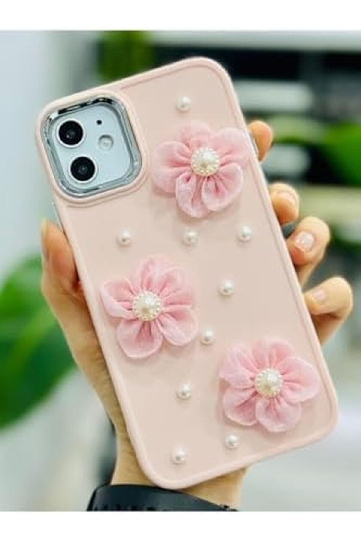 Aksesuar 11 İle Uyumlu T&uuml;l &Ccedil;i̇&ccedil;ek Tasarımlı Oyuncaklı Esnek Si̇li̇kon Kılıf 1014773