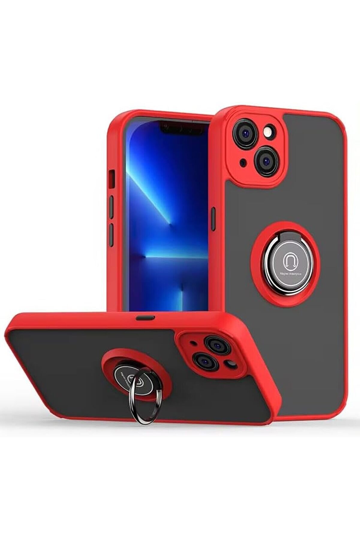 STOREMAX AKSESUAR 13 ile Uyumlu Arka Kısmı Mat Şeffaf Yapıya Sahip Manyetik Yüzük Kenarları Silikon Tpu Malze