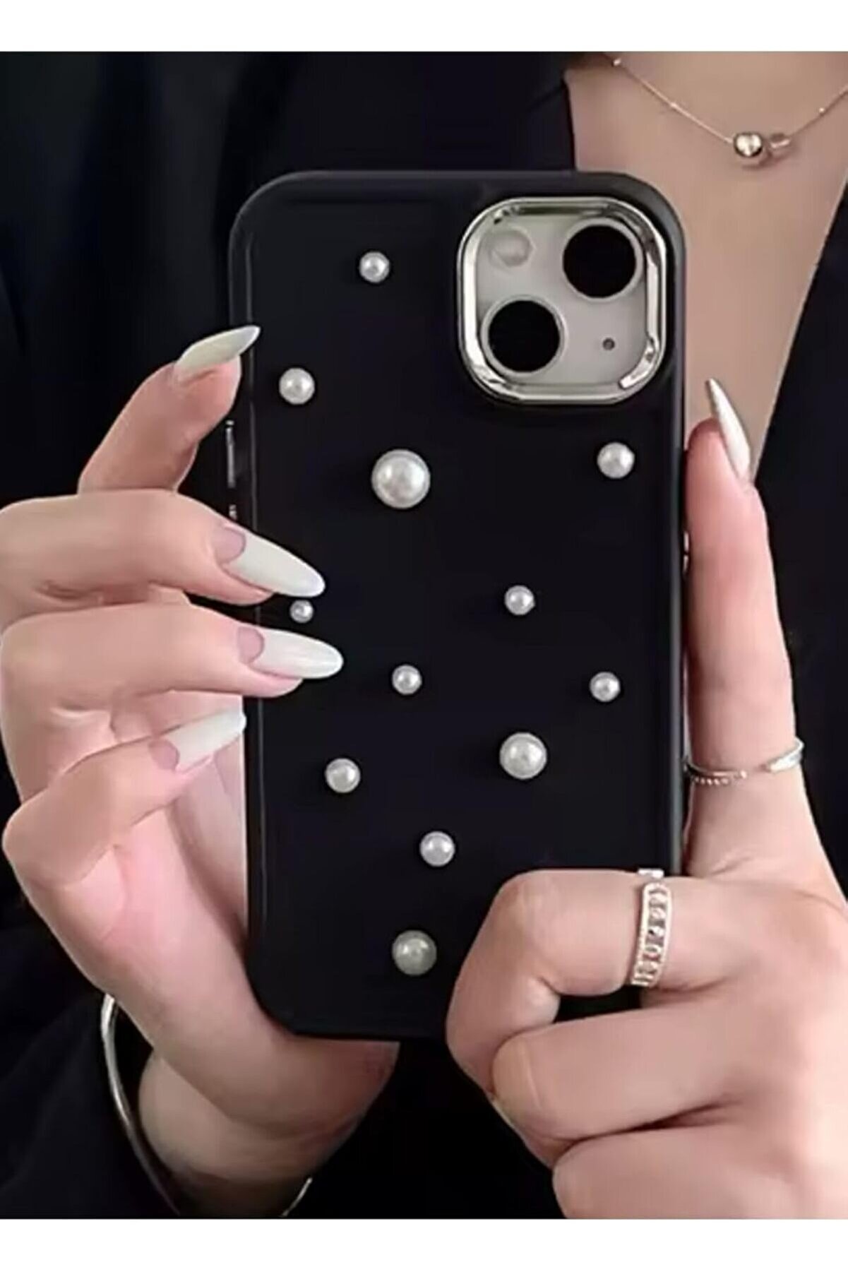 STOREMAX Aksesuar Iphone 13-14 ve 15 Uyumlu 3d Pearl Oyuncak Tasarımlı Esnek Silikon Kılıf - Siyahpearl 1175