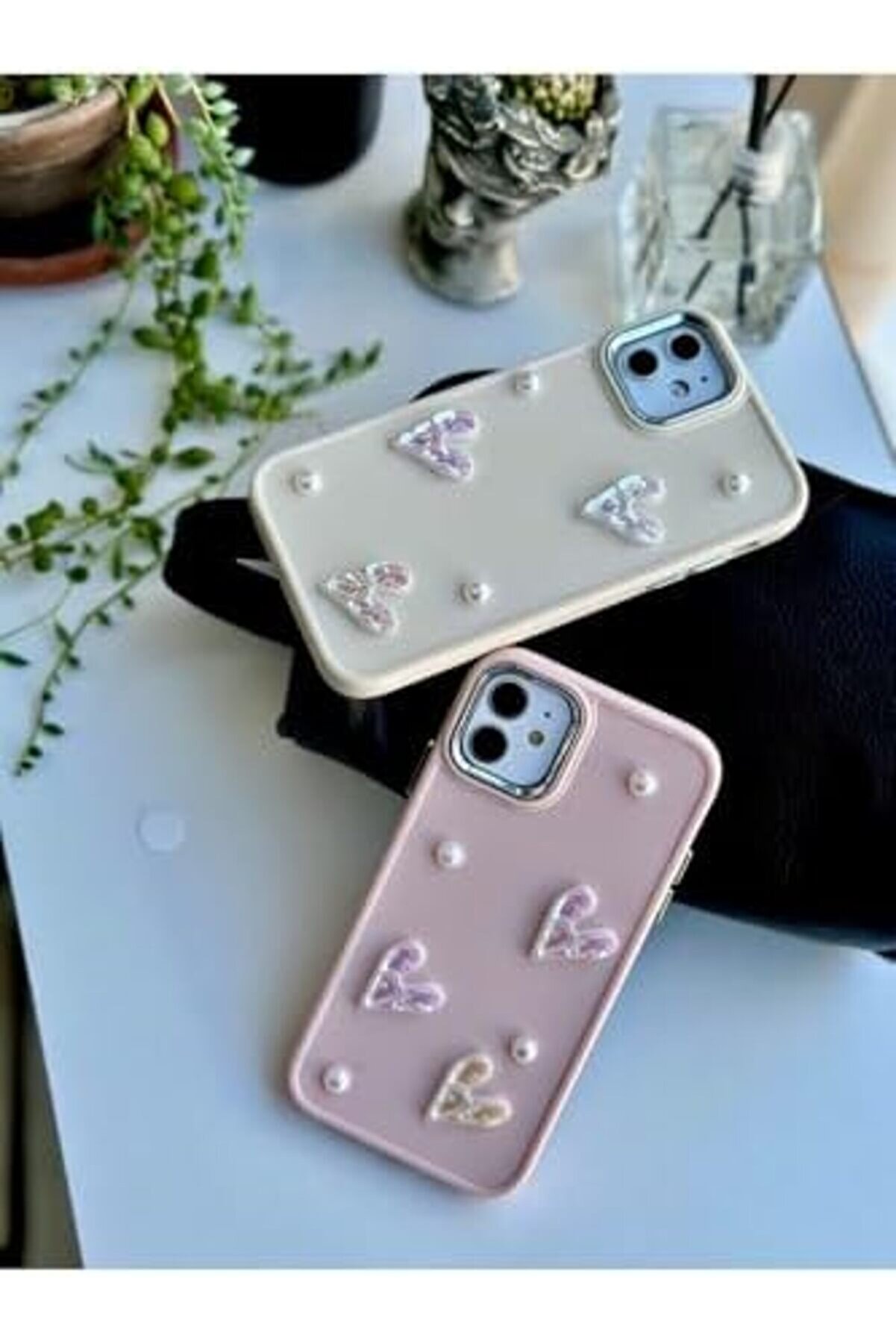 Aksesuar 11 Uyumlu 3D Oyuncaklı Taş Kalp Tasarımlı Yumuşak Si̇li̇kon Kılıf - Kremtaşkalp 1014773