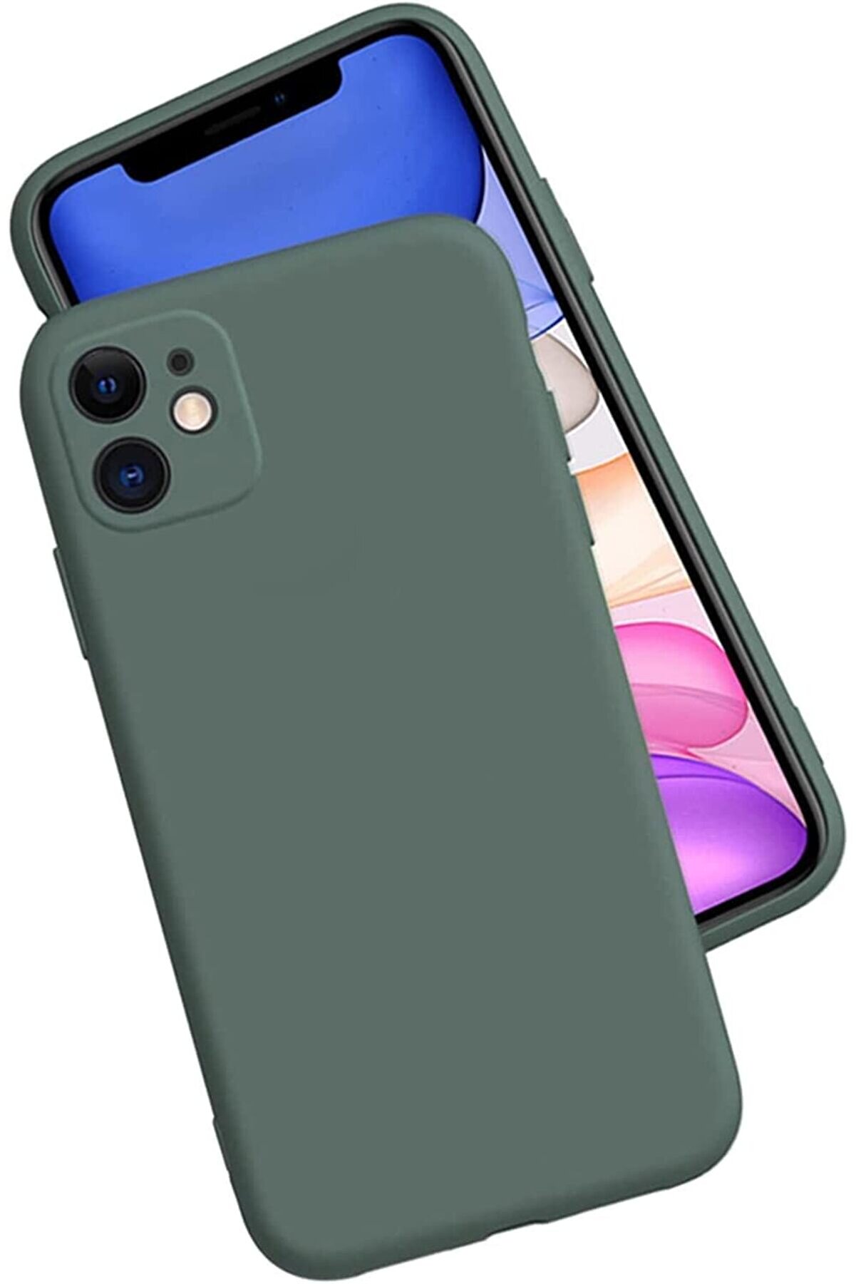 STOREMAX 11 ile uyumlu Kılıf i&ccedil;i Kadife Lansman Silikon Kılıf Şok Emici Full Kasa Koruma Sağlayan (Koyu Yeşil