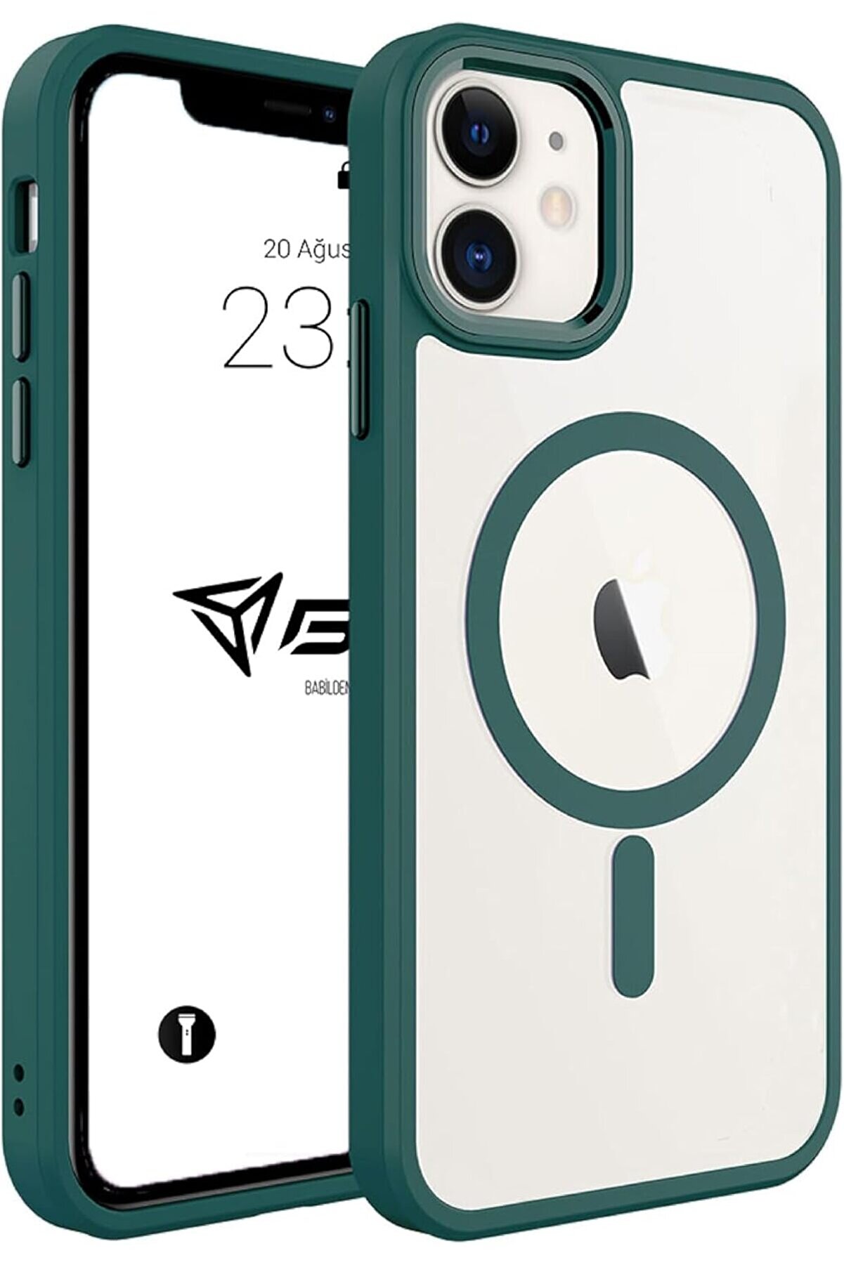 STOREMAX Kılıf Şarj &Ouml;zellikli Krom M-Safe Uyumlu Silikon Sararmaz Kapak (Yeşil, 11) 1014773