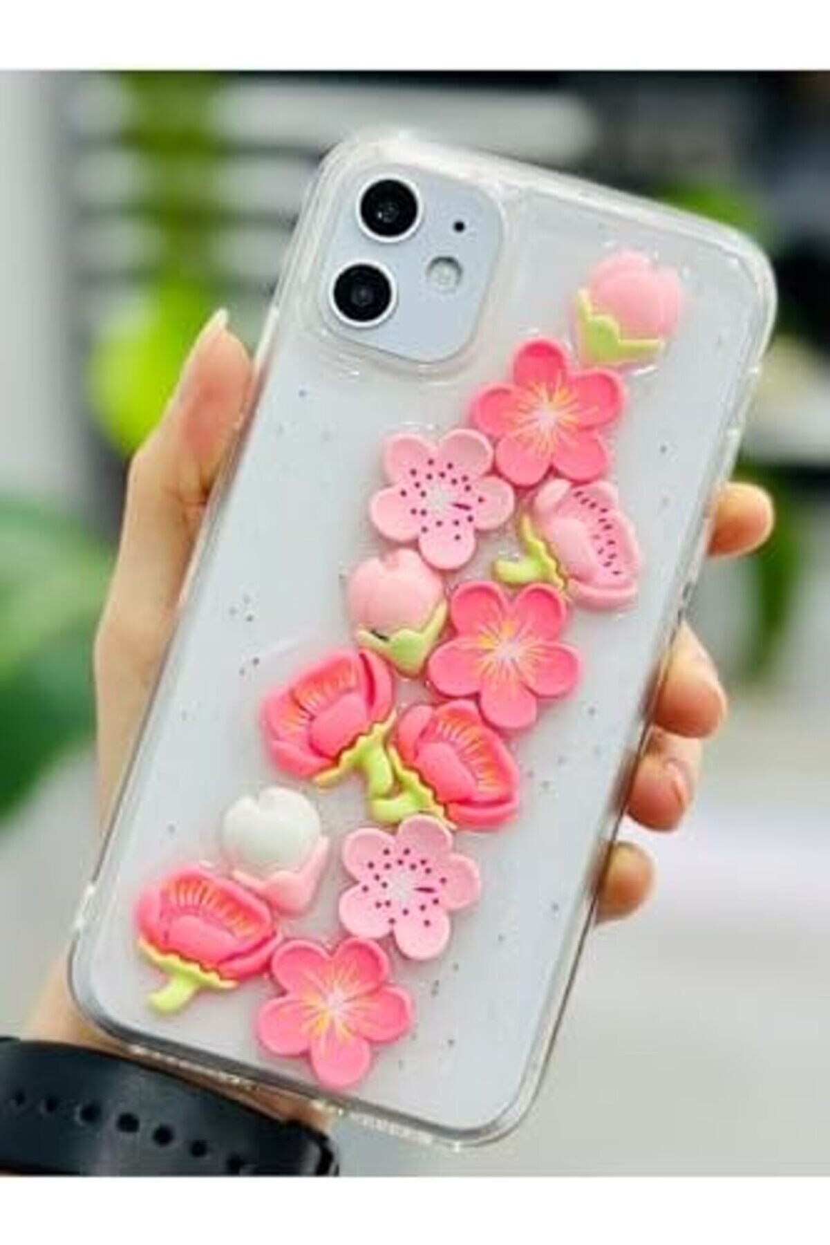 Aksesuar 11 İle Uyumlu Oyuncak Pembe Çi̇çek Tasarımlı Esnek Si̇li̇kon Kılıf 1014773