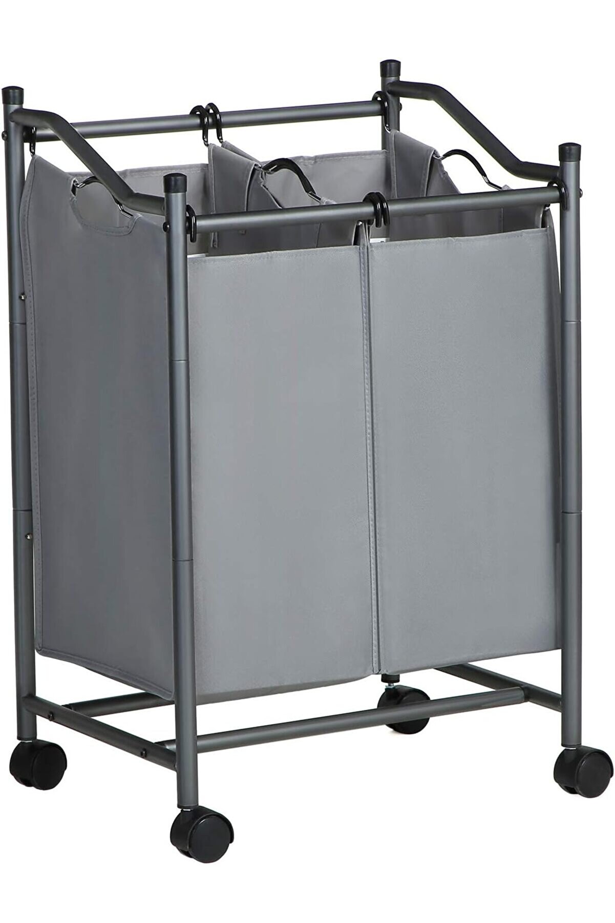 STOREMAX pltnstoreshop çamaşır ayırıcı, tekerlekli ve 2 bölmeli, çamaşır sepeti, çıkarılabilir çantalı çamaşı