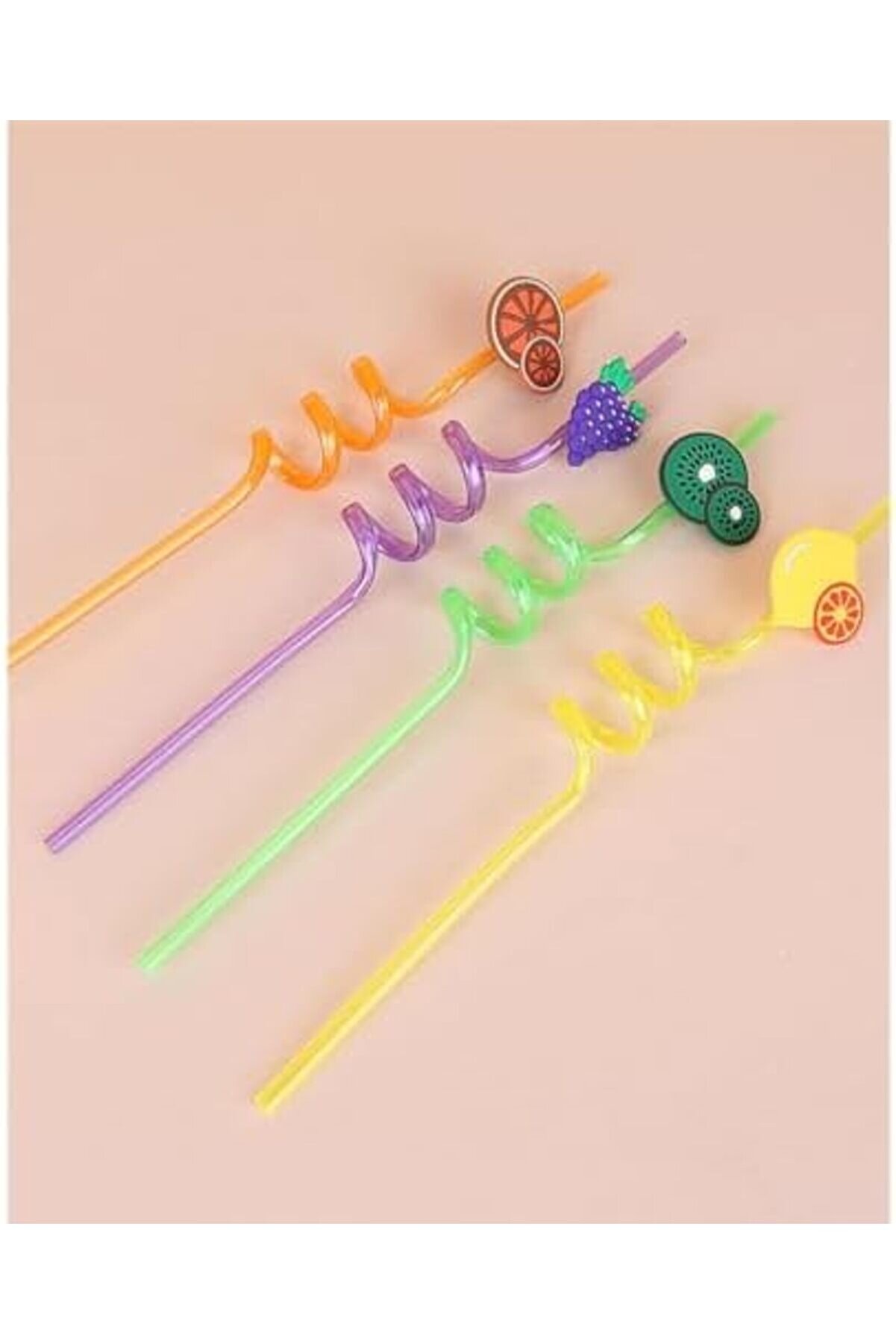 4 Adet Kıvrımlı Plasti̇k Pi̇pet, &Ccedil;ocuklar İ&ccedil;i̇n Fi̇g&uuml;rl&uuml; Tasarım, Renkli̇ Ve Dayanıklı İ&ccedil;ecek Aksesuarlar