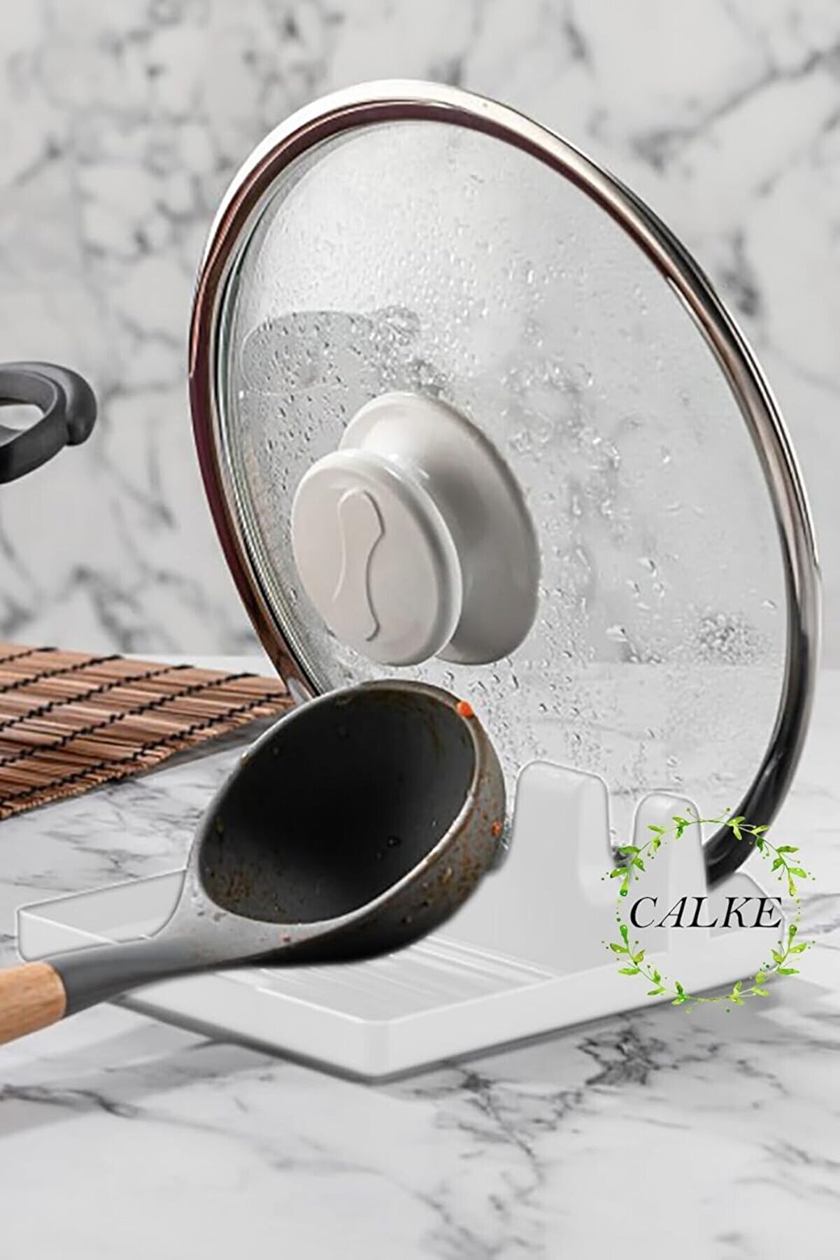 Tencere Kapak Tutucu Ve Kaşıklık &ndash; Tencere Kapağı Standı Ki̇rli̇ Kaşıklık Kep&ccedil;e Altlığı Beyaz 1175713