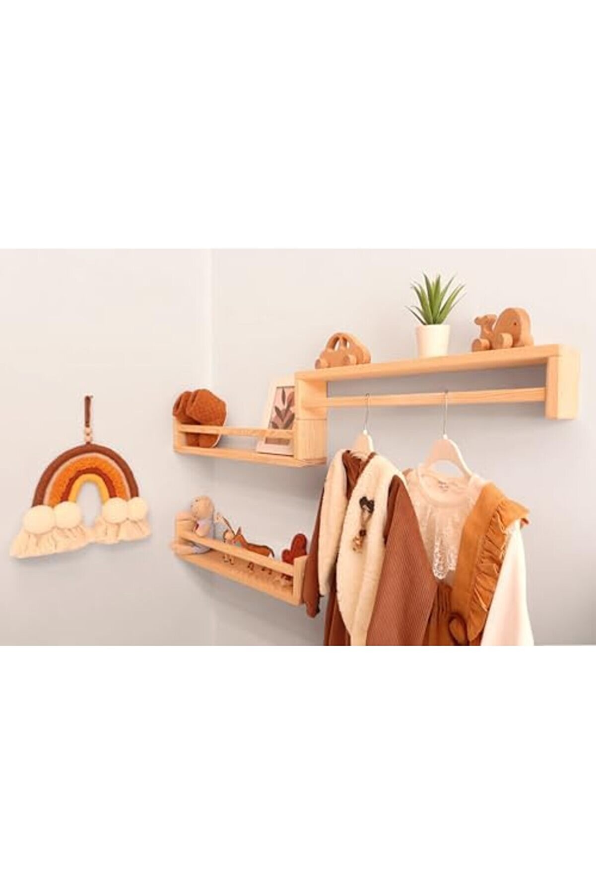 Ahşap Bebek Ve &Ccedil;ocuk Odası Duvara Monte 3 L&uuml; Raf Seti̇, Ahşap Ki̇taplık, Ahşap Oturma Odası, Yatak Oda