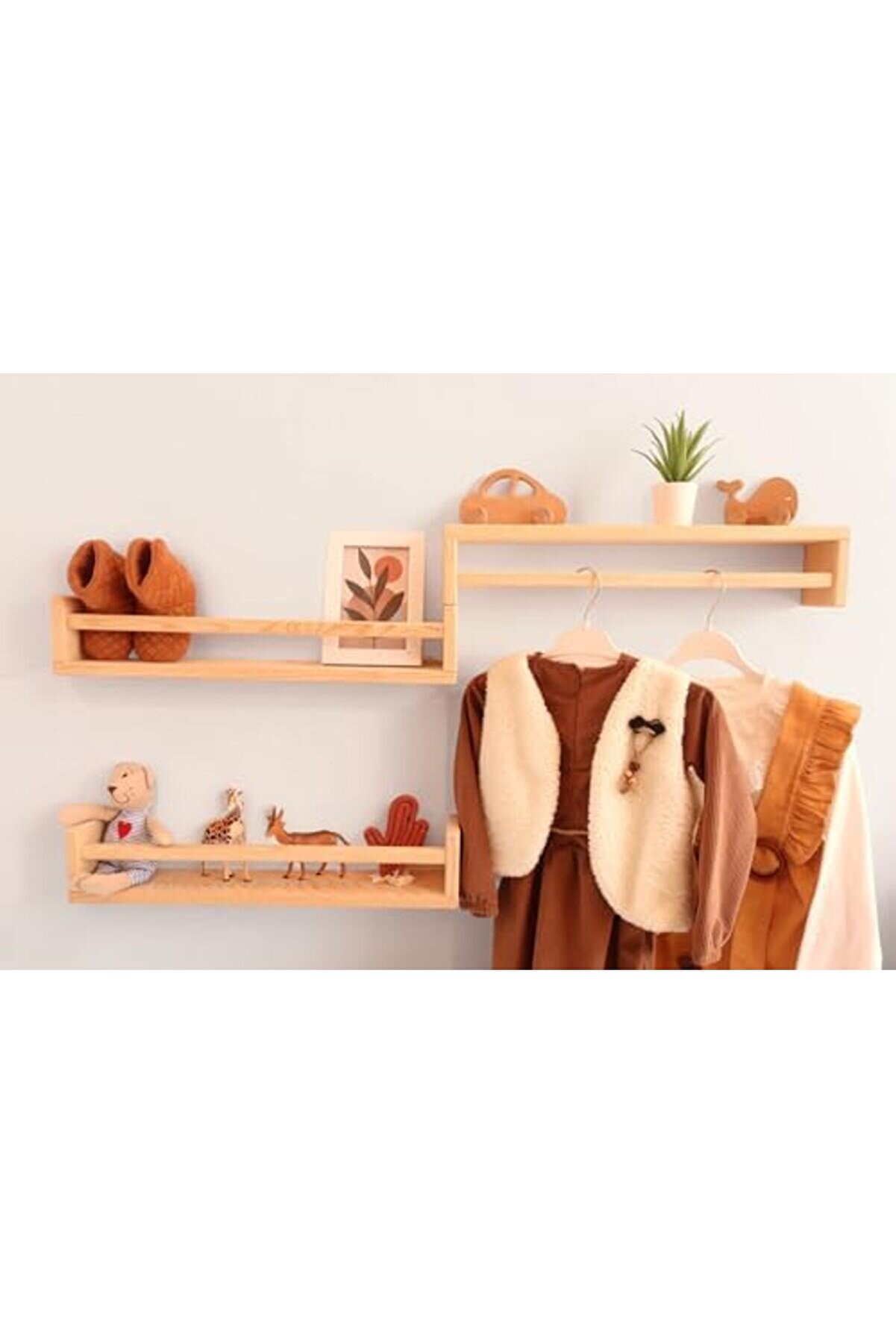 Ahşap Bebek Ve &Ccedil;ocuk Odası Duvara Monte 3 L&uuml; Raf Seti̇, Ahşap Ki̇taplık, Ahşap Oturma Odası, Yatak Oda