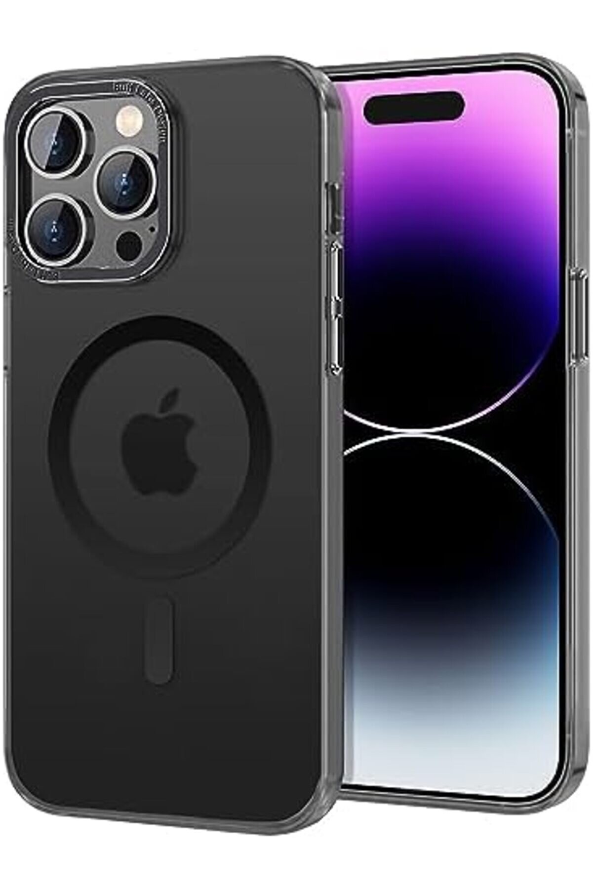 Labs 14 Pro Max Taofi̇t Manyeti̇k Yarı Saydam Metal Çerçeve Kılıf (Si̇yah) 1014773