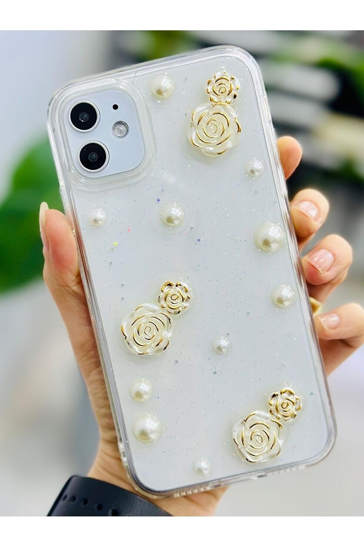 STOREMAX svngsphereshop Aksesuar Iphone 11 ile Uyumlu İNCİ G&Uuml;L Tasarımlı Oyuncaklı Esnek Silikon Kılıf svngsp