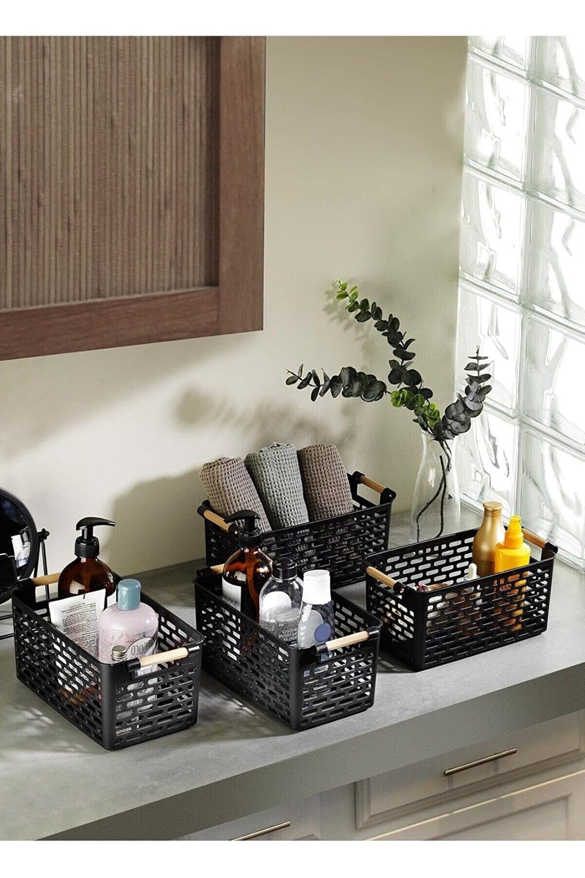 STOREMAX Çok Amaçlı Tutacaklı Organizer Sepet - Dolap Içi & Çekmece Düzenleyici Sepet - Siyah, 24121810016 1