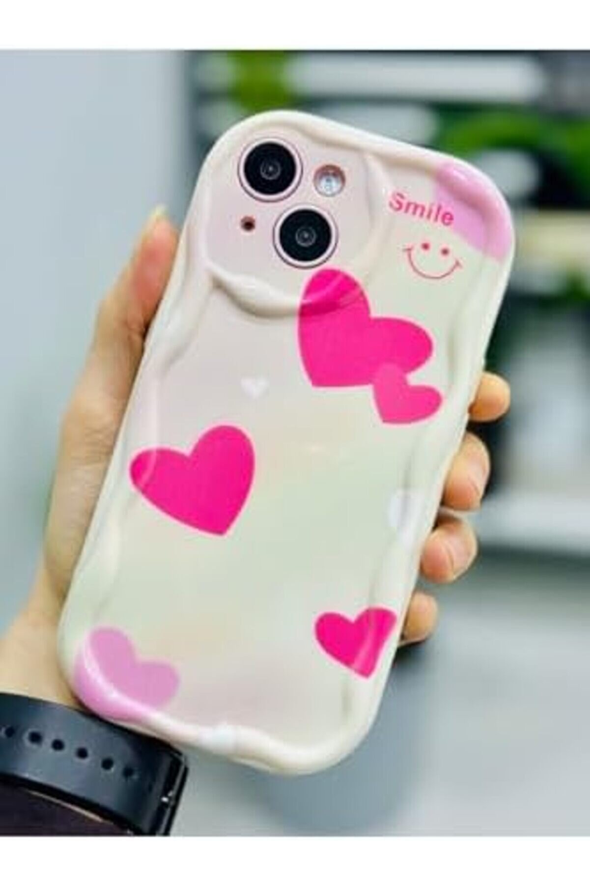 Aksesuar 15 İle Uyumlu Smi̇le Kalp Baskı Desenli̇ Si̇li̇kon Kılıf 1014773