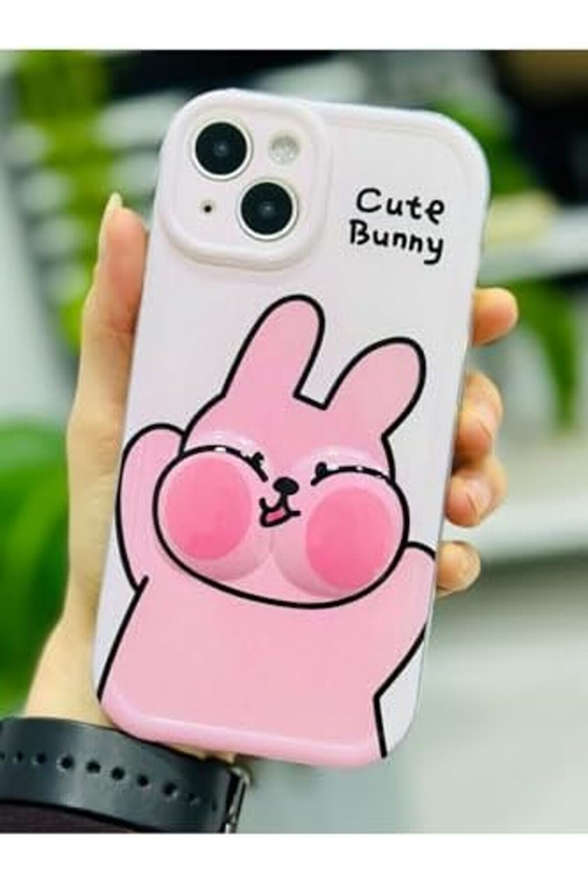 Aksesuar 13-14 İle Uyumlu Yanak Tavşan Oyuncak Tasarımlı Esnek Si̇li̇kon Kılıfı 1014773
