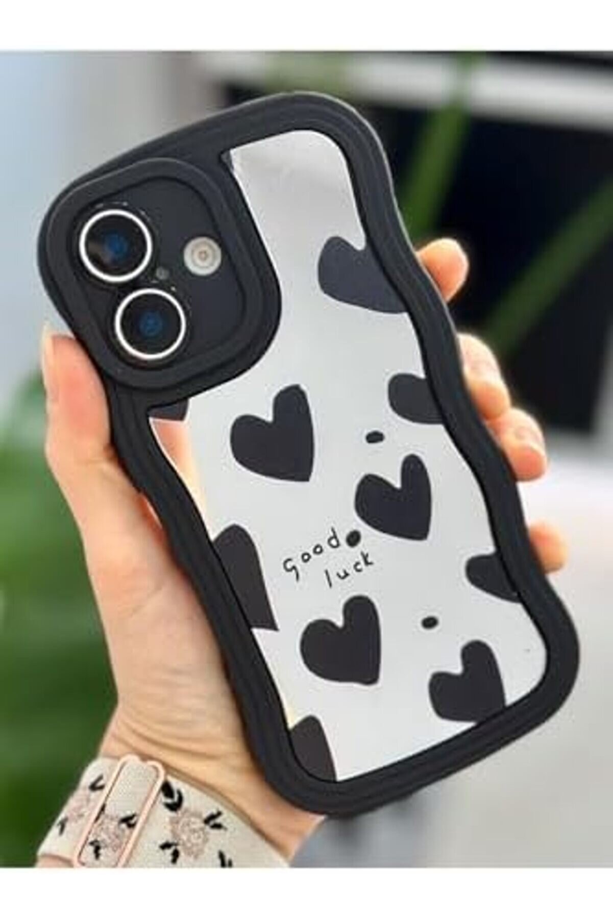 Pltnstoreshop Aksesuar Iphone 16 İle Uyumlu Si̇yah Kalp Tasarımlı Aynalı Si̇li̇kon Kılıf Pltnstoreshop