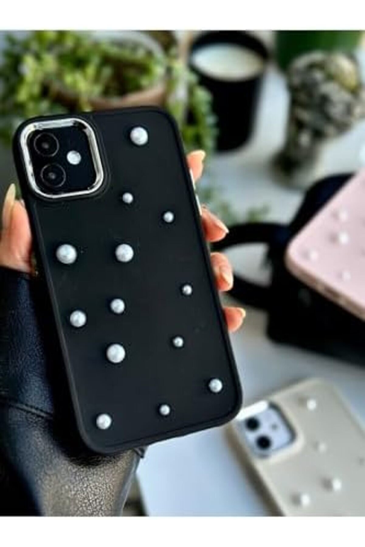 Eli̇zzashop Aksesuar Iphone 11 Uyumlu 3D Oyuncaklı Pearl Tasarımlı Yumuşak Si̇li̇kon Kılıf - Si̇yahpearl