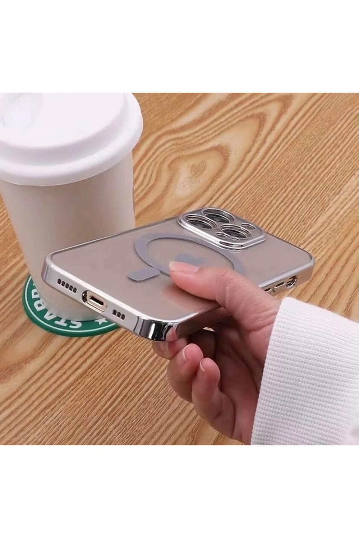 Aks 14 Pro İçi̇n Kablosuz Şarj İle Uyumlu, Kamera Lens Korumalı Kılıf Gümüş 1014773