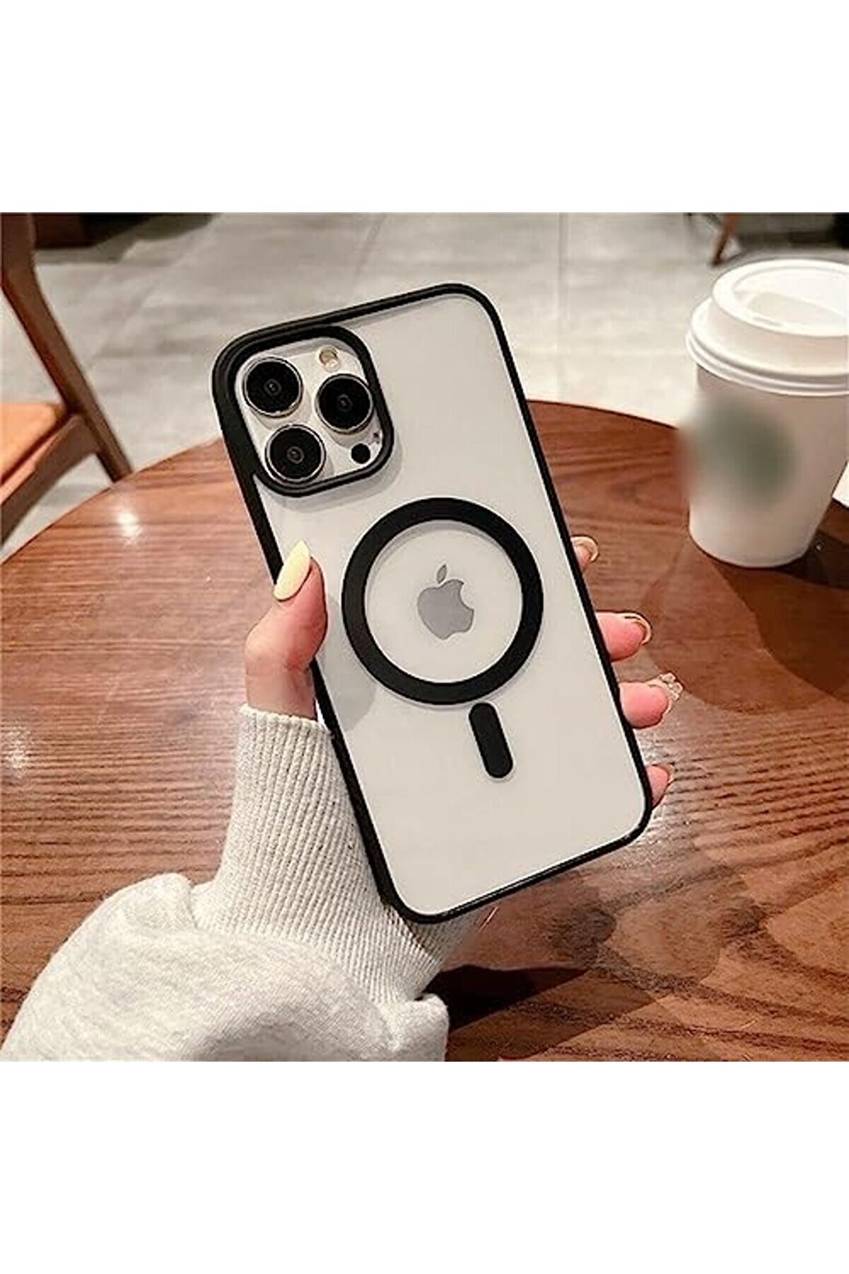 Aks 14 İçi̇n Kablosuz Şarj İle Uyumlu, Kamera Lens Korumalı Kılıf Si̇yah 1014773