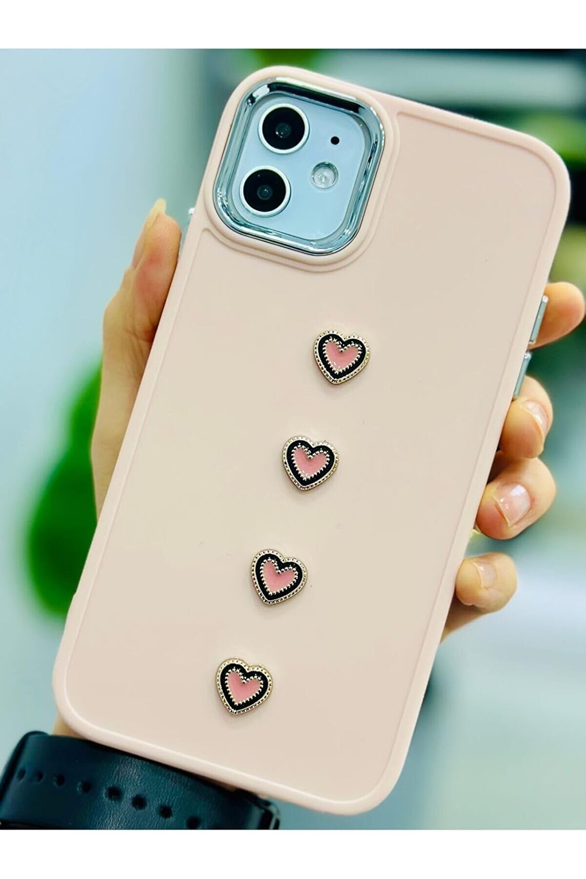 STOREMAX Aksesuar 11 ile Uyumlu 4 PEMBE KALP Tasarımlı Oyuncaklı Esnek Silikon Kılıf 1014773