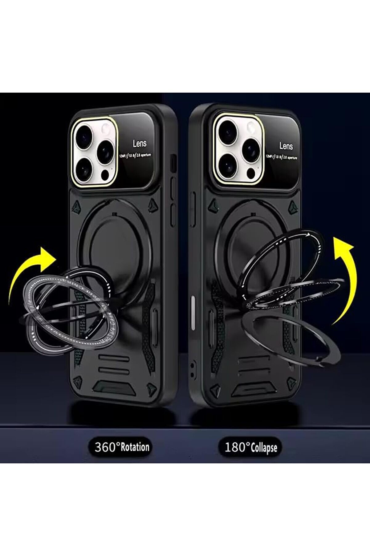 Aksesuar 16 Pro Max İle Uyumlu Joy Lens Kamera Korumalı Kılıf (Si̇yah) 1014773