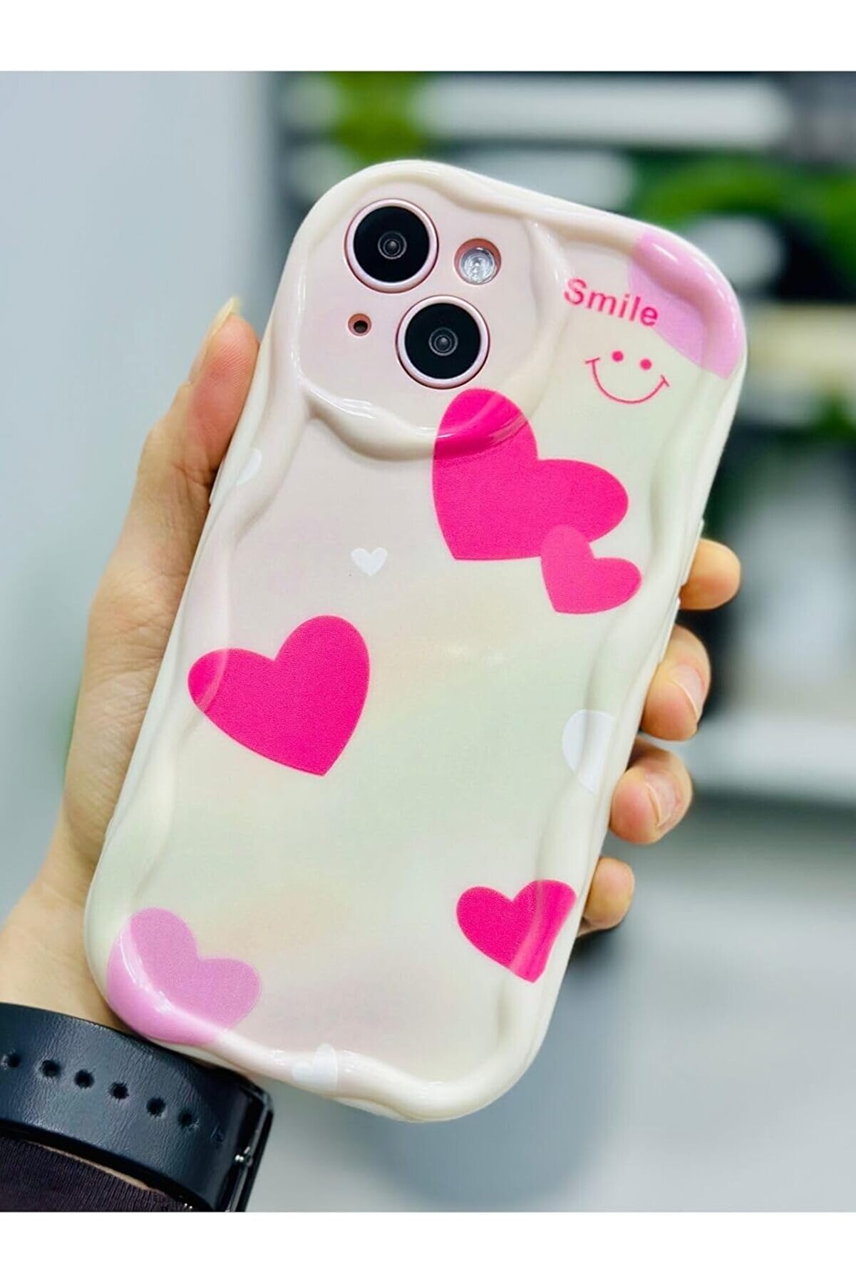 STOREMAX Aksesuar 15 ile Uyumlu SMİLE KALP Baskı Desenli Silikon Kılıf 1014773