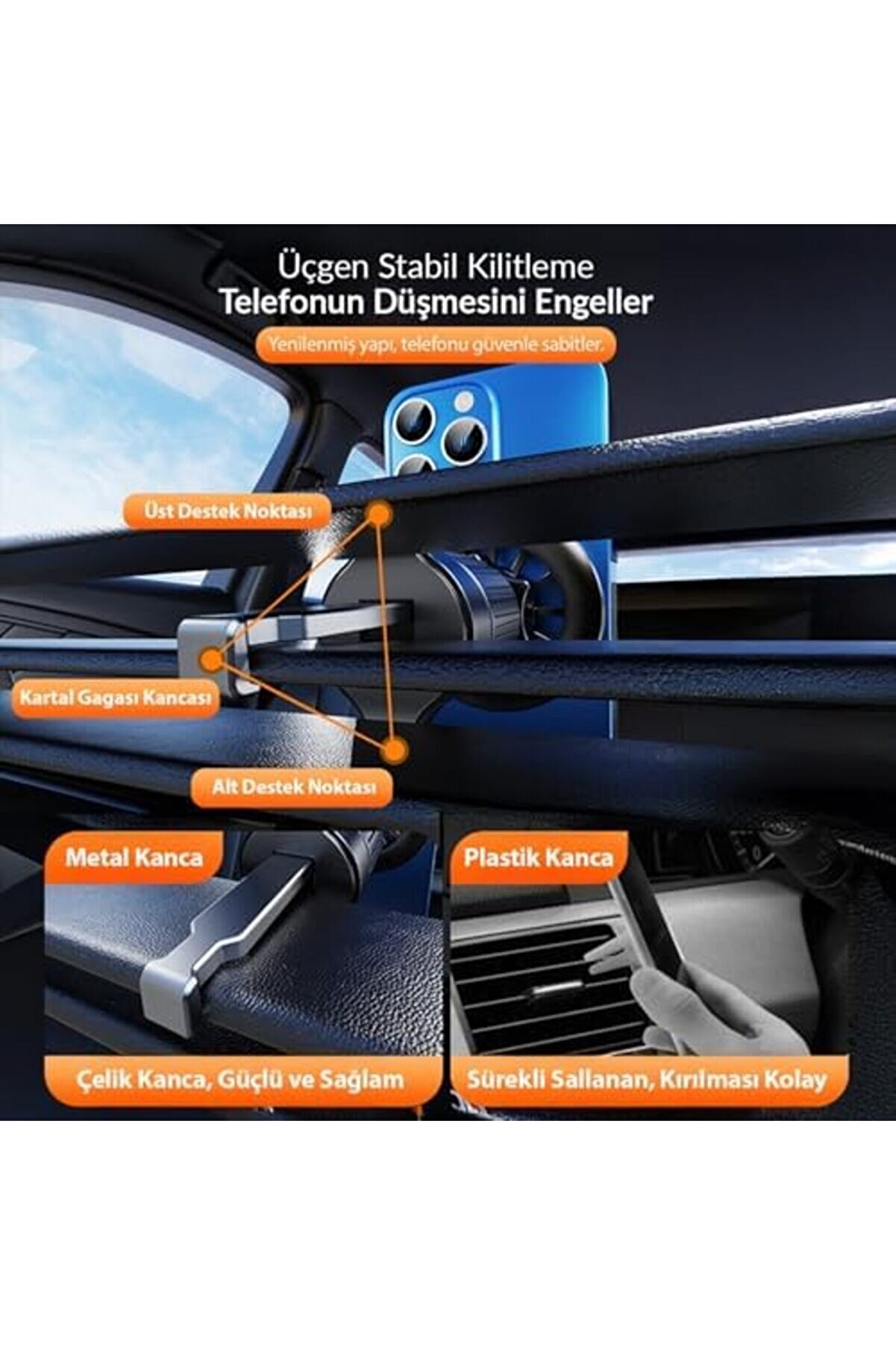Uyumlu Manyeti̇k Araç İçi̇ Telefon Tutucu 1014773