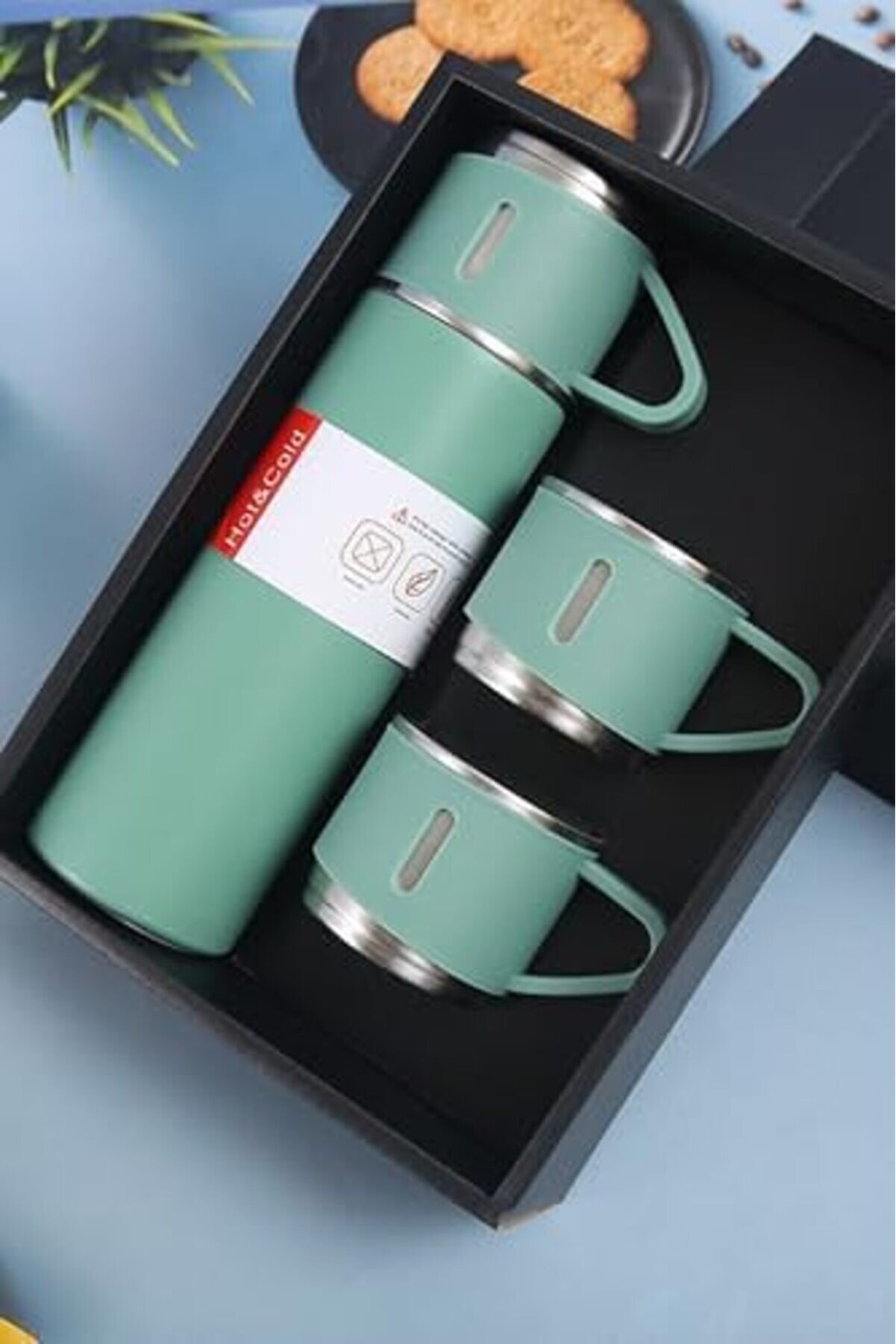 Çeli̇k Termos 3 Termos Seti̇ Özel Kutulu Vakumlu Termos Set Çok Renkli̇ Yeşi̇l 1014773