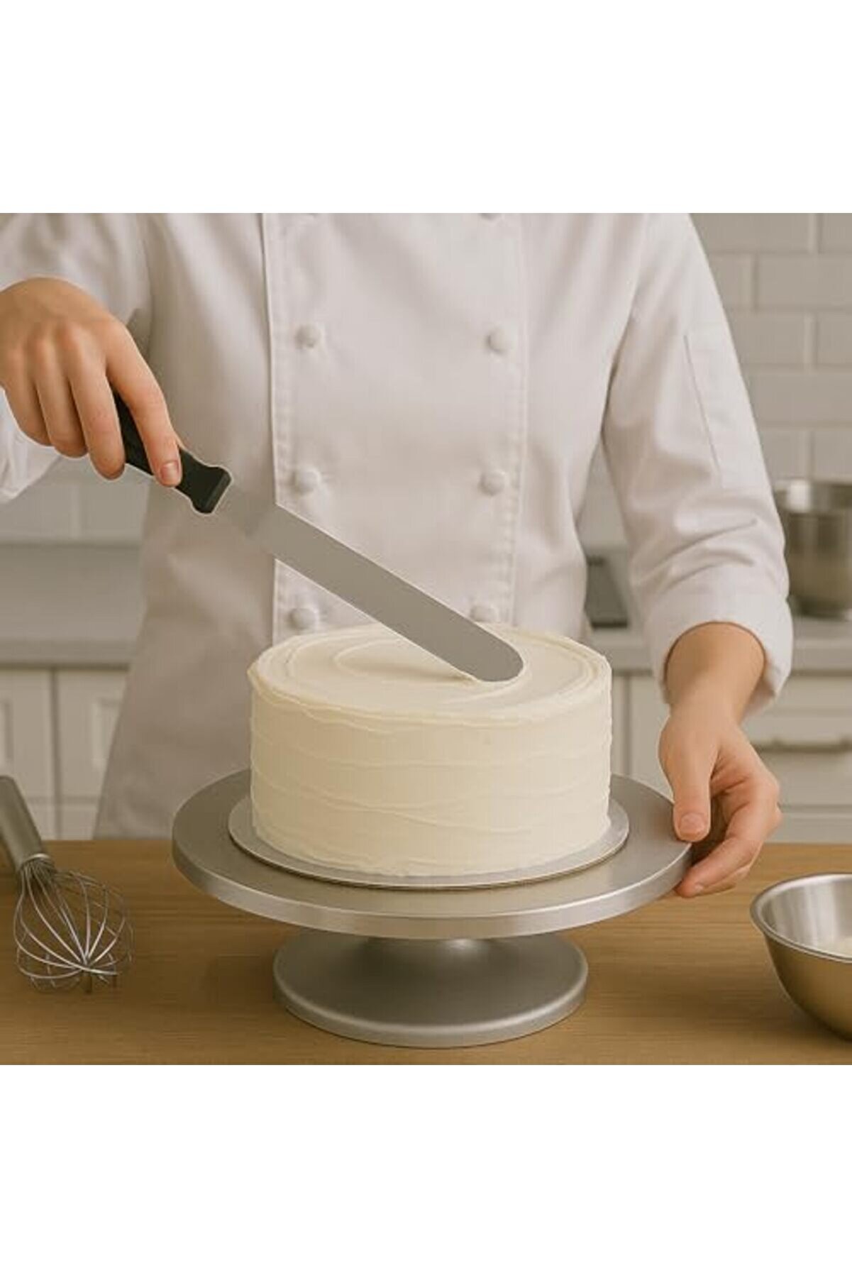 Modashi̇ne Profesyonel Ofset Pasta Spatulası – 32 Cm Paslanmaz Çeli̇k Kek Ve Kurabi̇ye Sıvama Spatulası