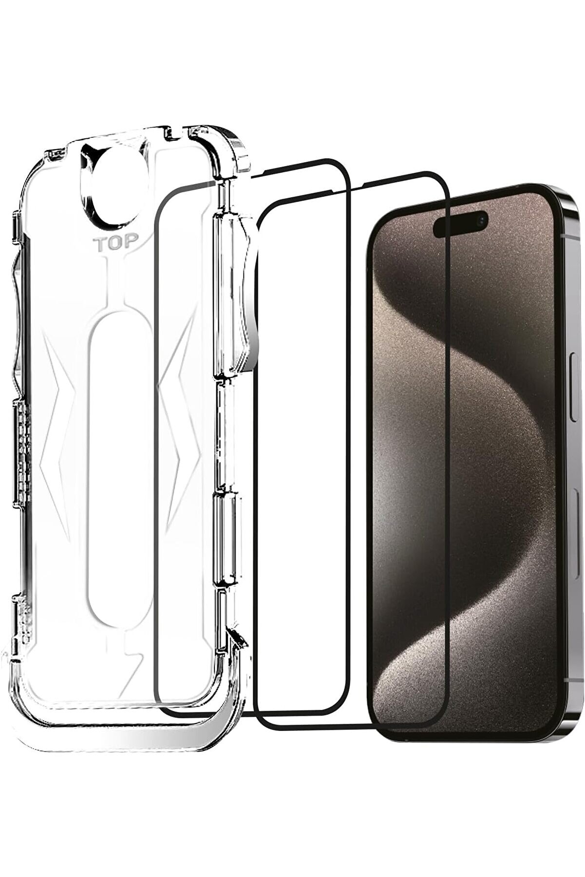 STOREMAX 15 Pro Max Uyumlu Hizalama Aparatlı Cam Takılırken Camın Kesinlikle Toz Bırakmayan Tam Koruma Sağlay