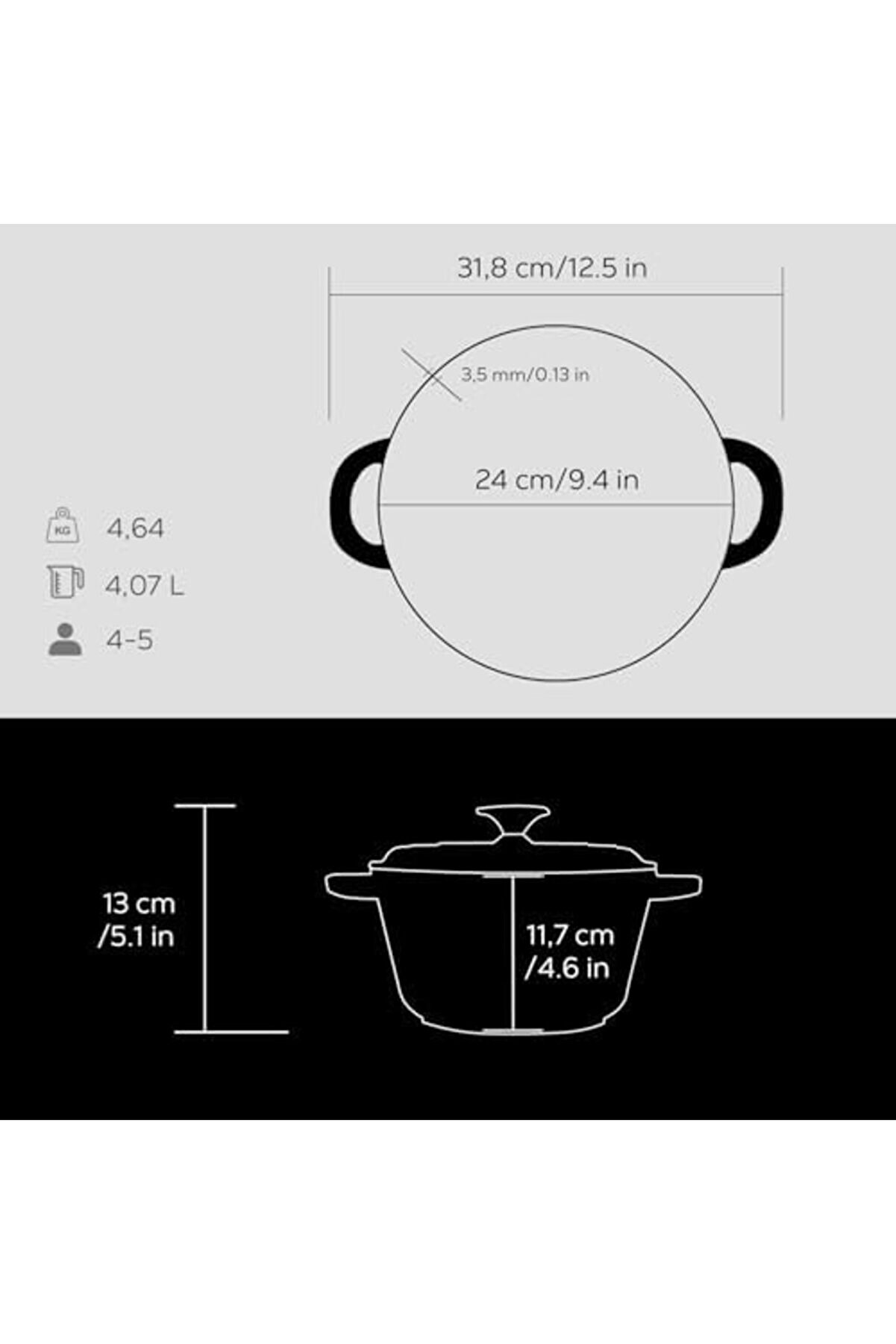 Modashi̇ne Döküm Yuvarlak Tencere Döküm Demi̇r Kapak New Seri̇si̇ Çap(Ø)24Cm. Si̇yah Modascope 1014773