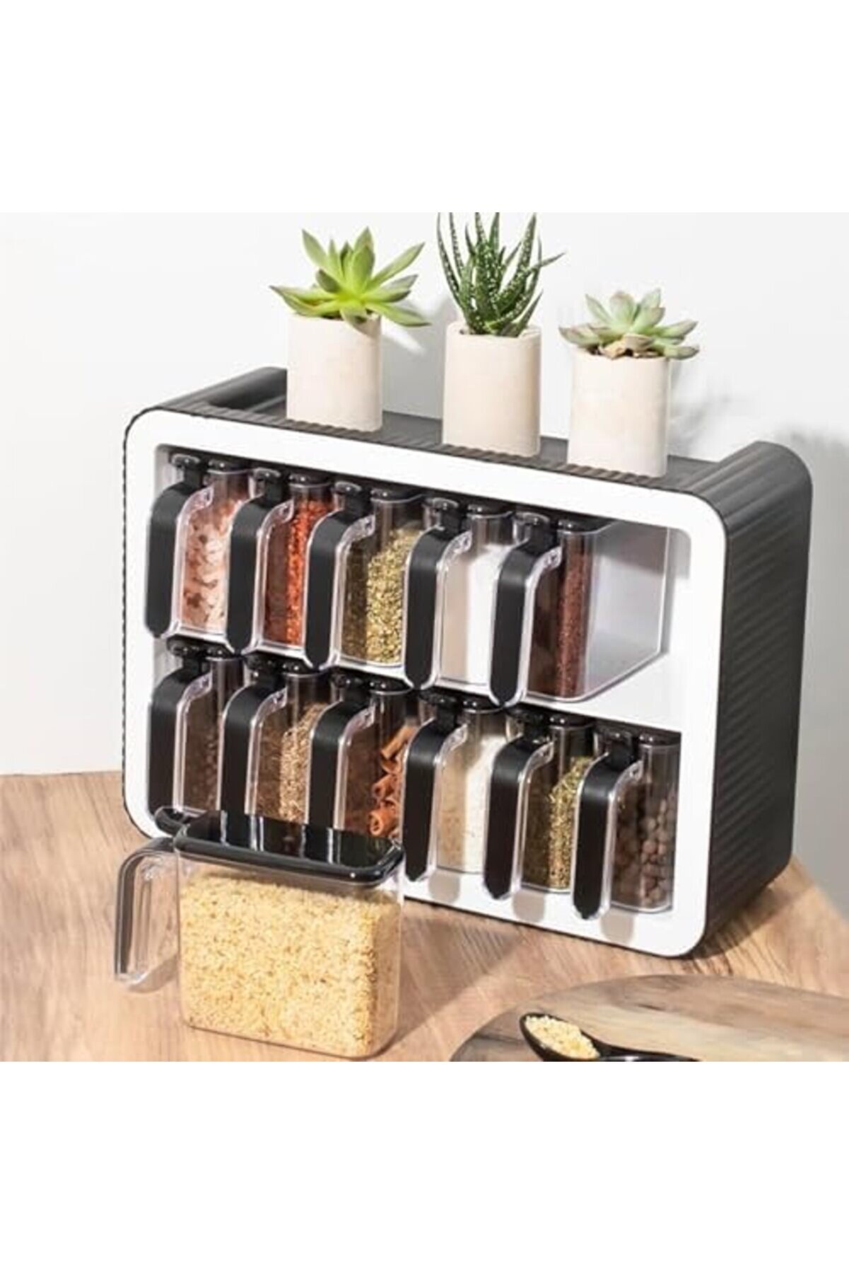 L&uuml;ks 12 Li̇ Takımı, Kaşıklı Kapaklı Ve Kendi̇nden Yapışkanlı (Si̇yah-Beyaz) 1014773