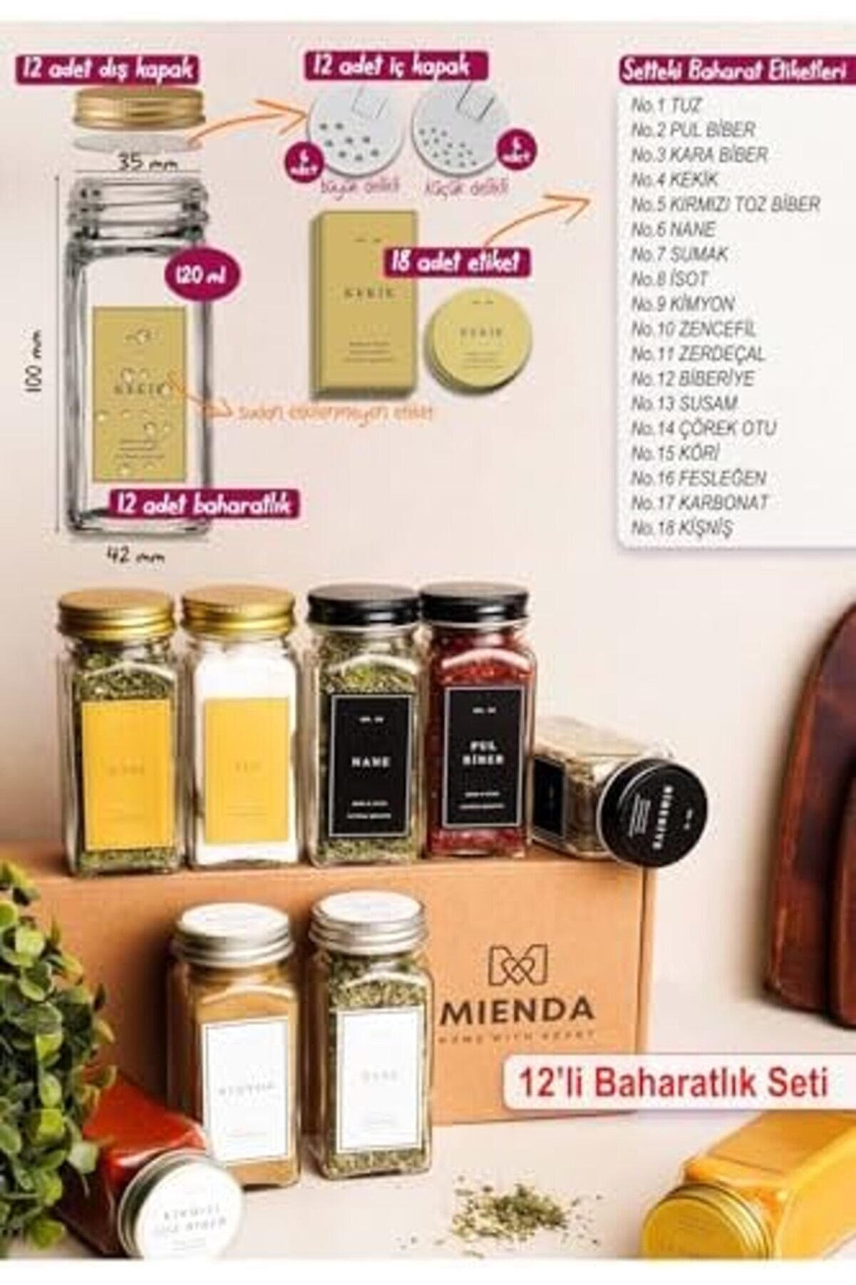 12 Li̇ Seti̇, 120 Ml, Kapak Ve Eti̇ketli̇ Takım Mh00Gld12 1014773