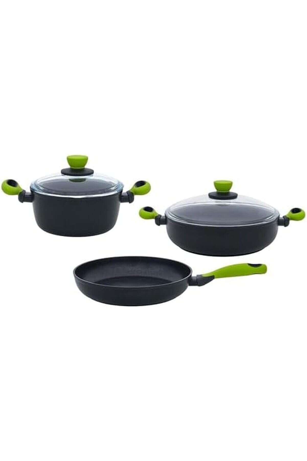 STOREMAX modashine 5 Parça Set Yeşil (22Cm Derin Tencere + 26Cm Sığ Tencere&Tava) modascope 1014773