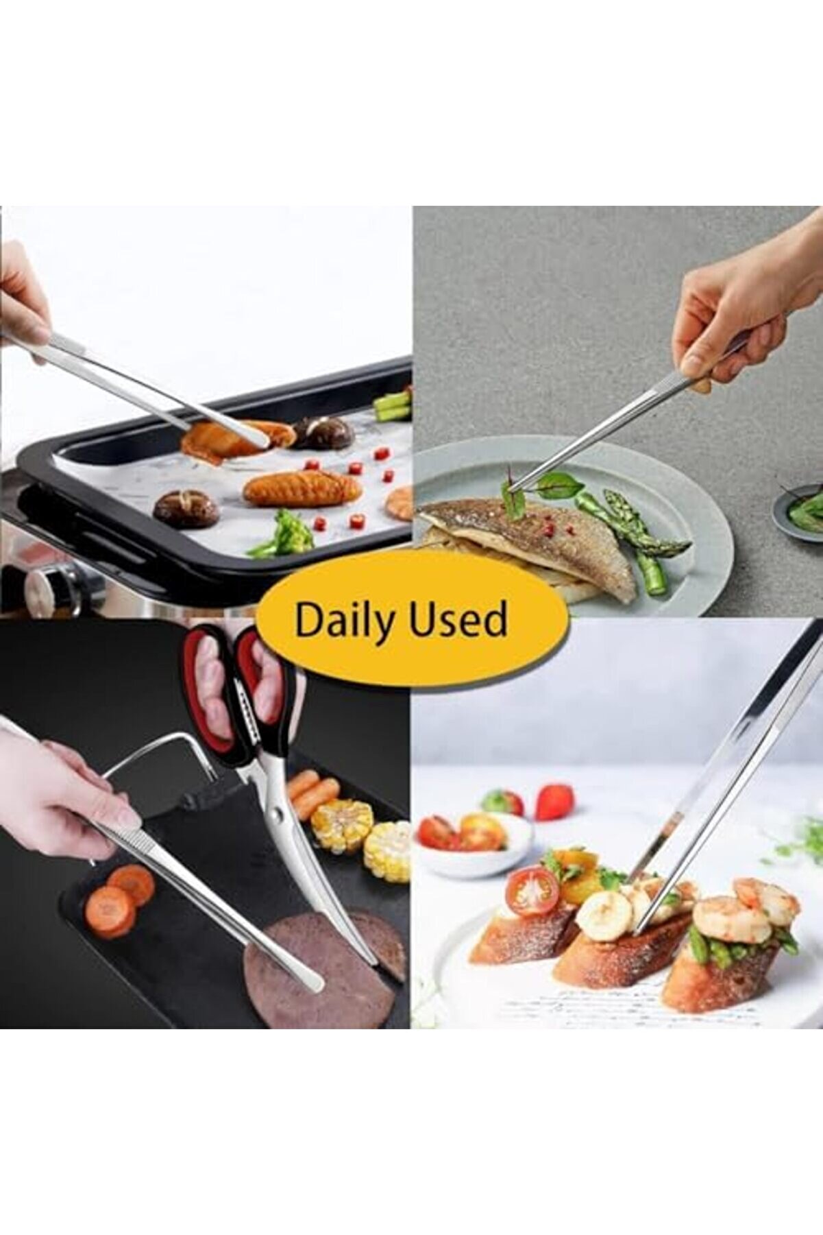 Modashi̇ne Maşa Cımbızı Paslanmaz Çeli̇k Mangal Chef Maşası, Profesyonel Mutfak Cımbızı, Uzun Saplı Gı