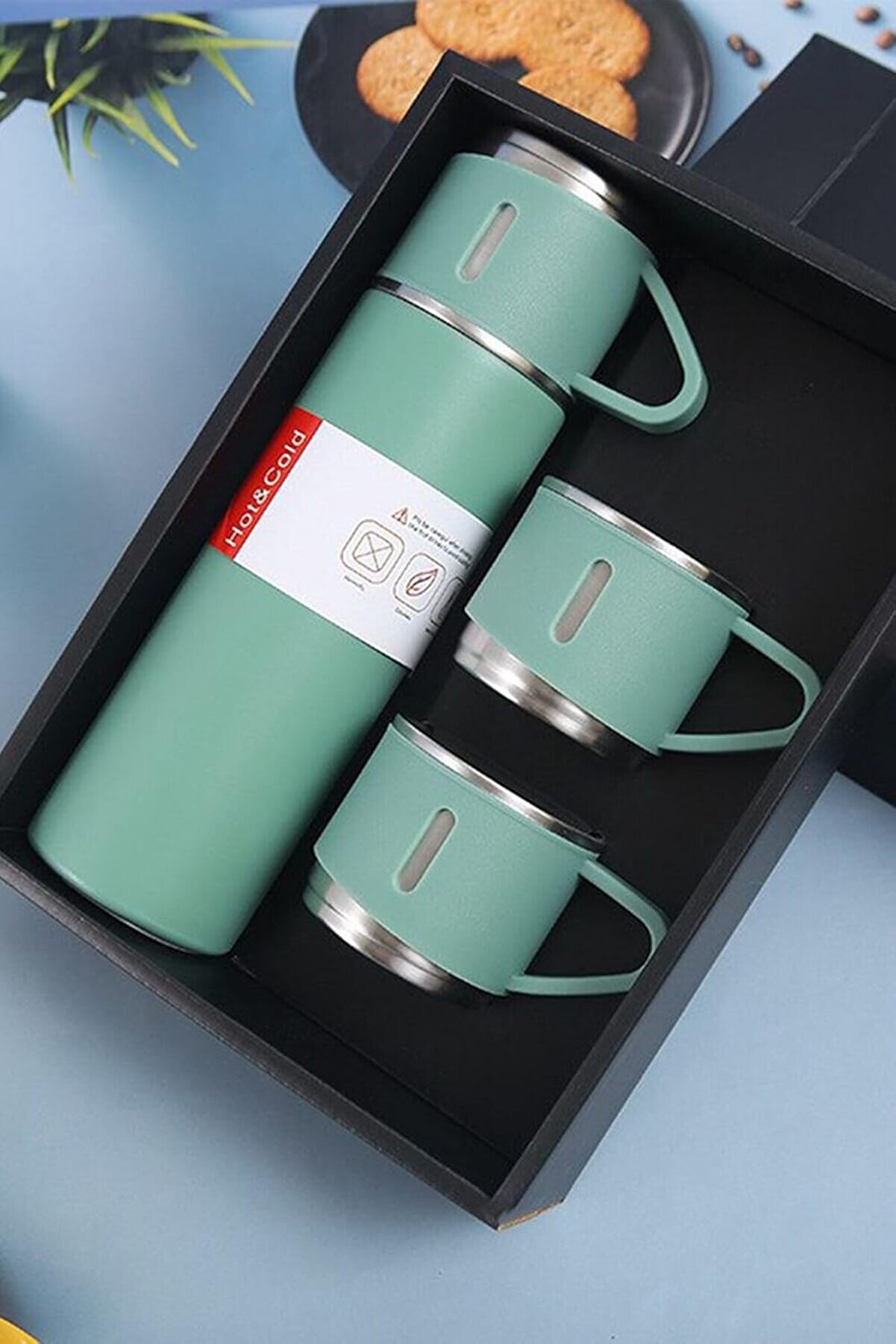 STOREMAX Çelik Termos 3 Termos Seti Özel Kutulu Vakumlu Termos Set Çok Renkli Yeşil 1014773