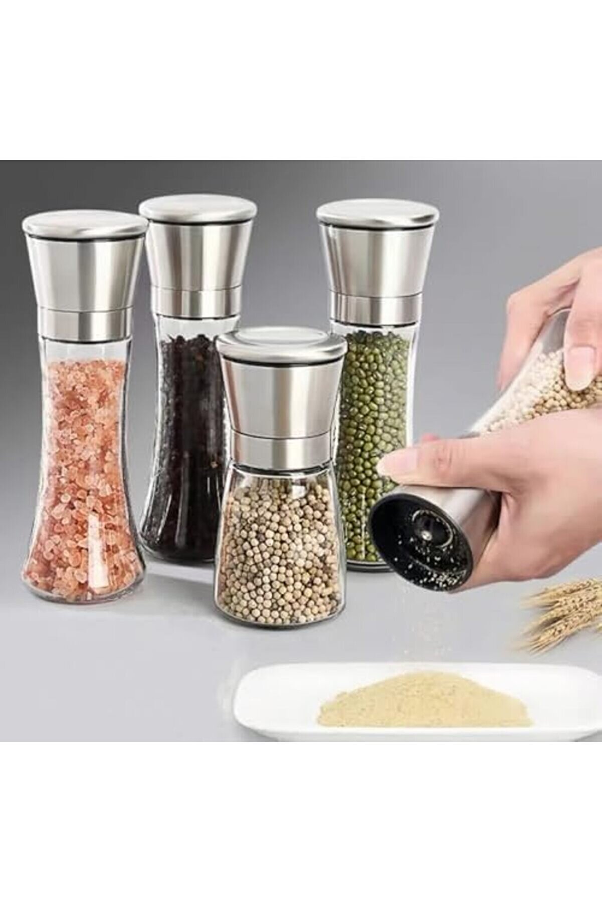 Paslanmaz Çeli̇k Kapaklı Cam Gövdeli̇ Deği̇rmeni̇ Seti̇ 2 Li̇ 19 Cm 1014773