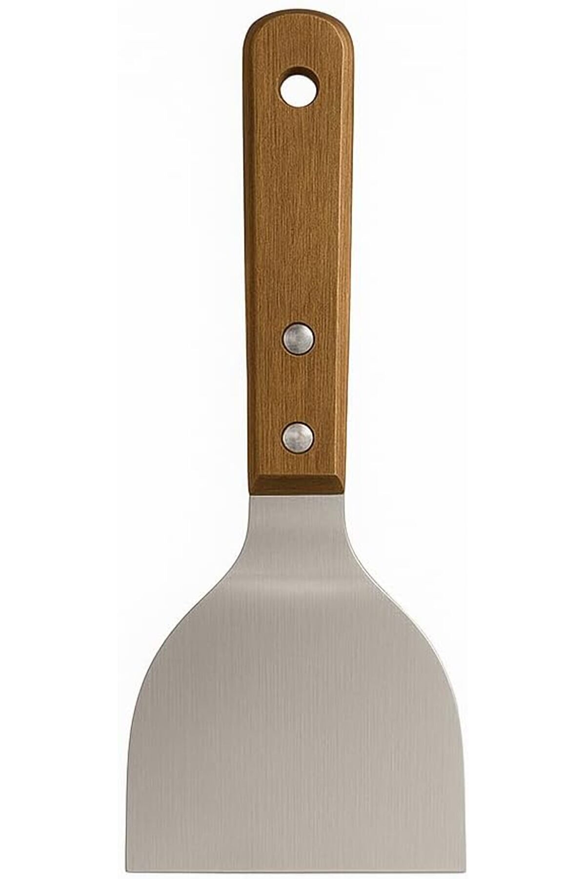STOREMAX modashine Ahşap Saplı Paslanmaz Çelik Spatula – 24cm Eğilimli Çok Amaçlı Mutfak Spatulası |, Burger,