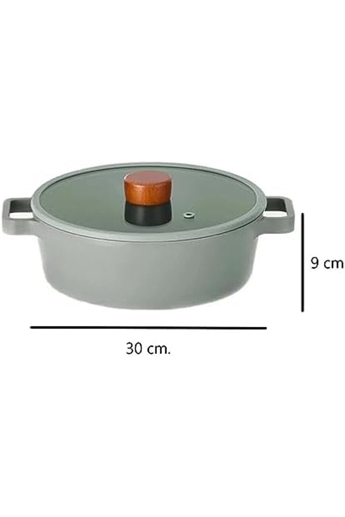Modashi̇ne Fi̇ka Cam Kapaklı Gri̇ D&ouml;k&uuml;m Sığ Tencere 30 Cm D-Neog230L Modascope 1014773