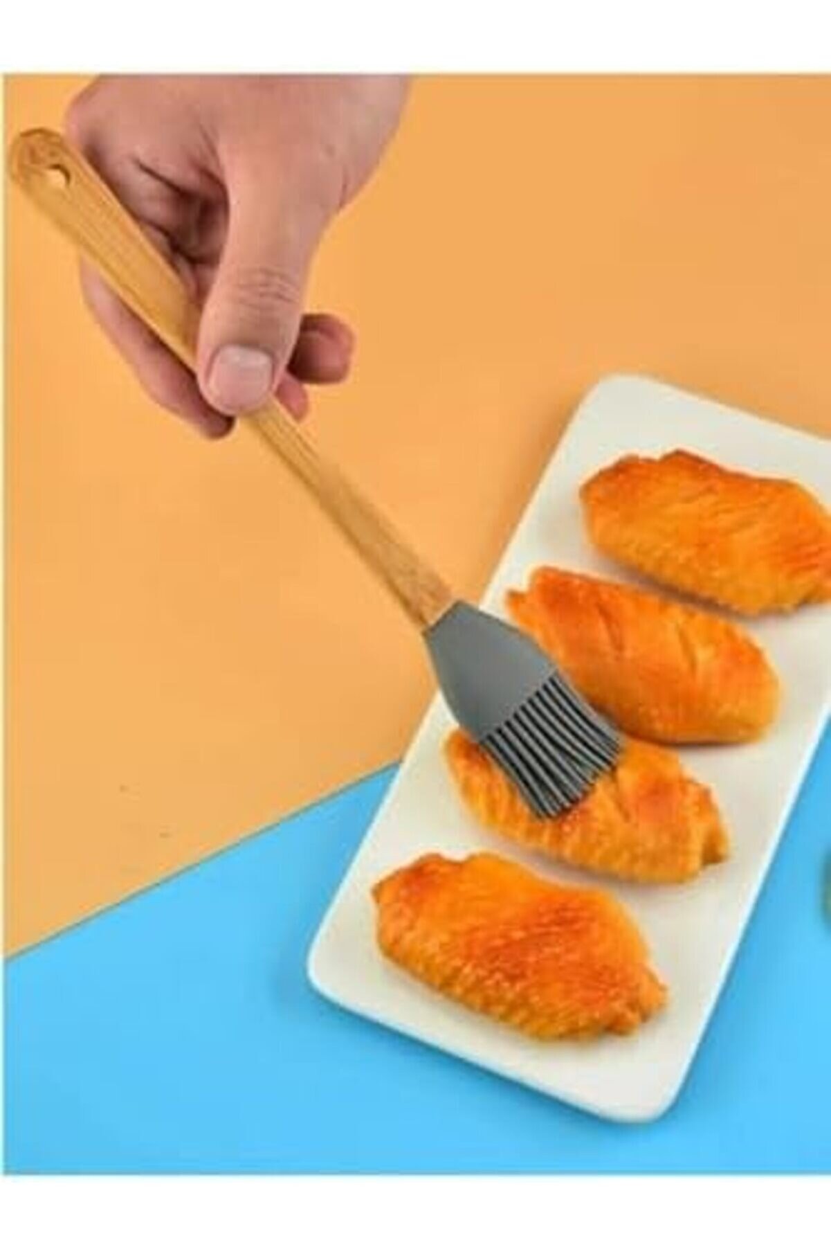 Modashi̇ne 5 Li̇ Renkli̇ Bambu Saplı Si̇li̇kon Uçlu Spatula Fırçalı Kaşık Seti̇ Modascope 1014773