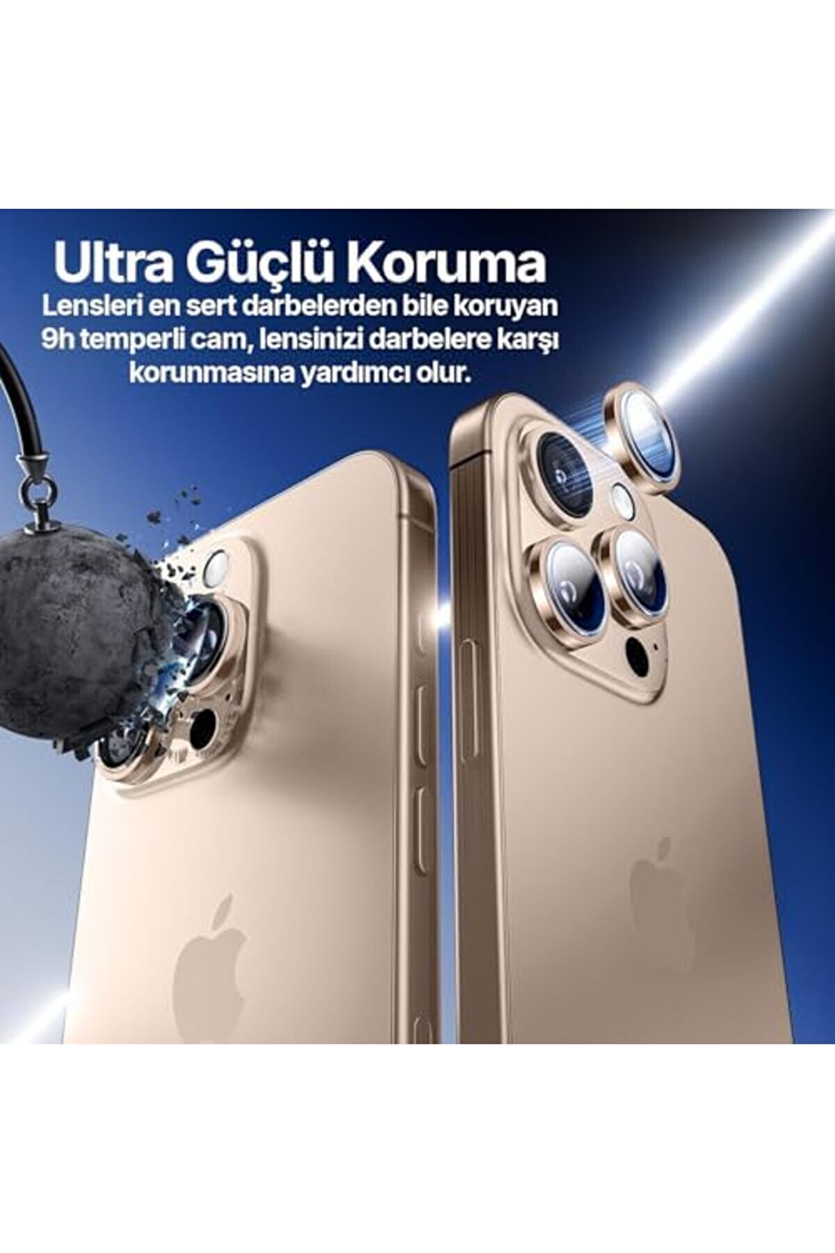 16 Pro Ve 16 Pro Max İle Uyumlu Kurulum Aparatlı Alaşım Çerçeveli̇ Ve 9H Sertli̇ği̇nde Temperli̇ Camlı L