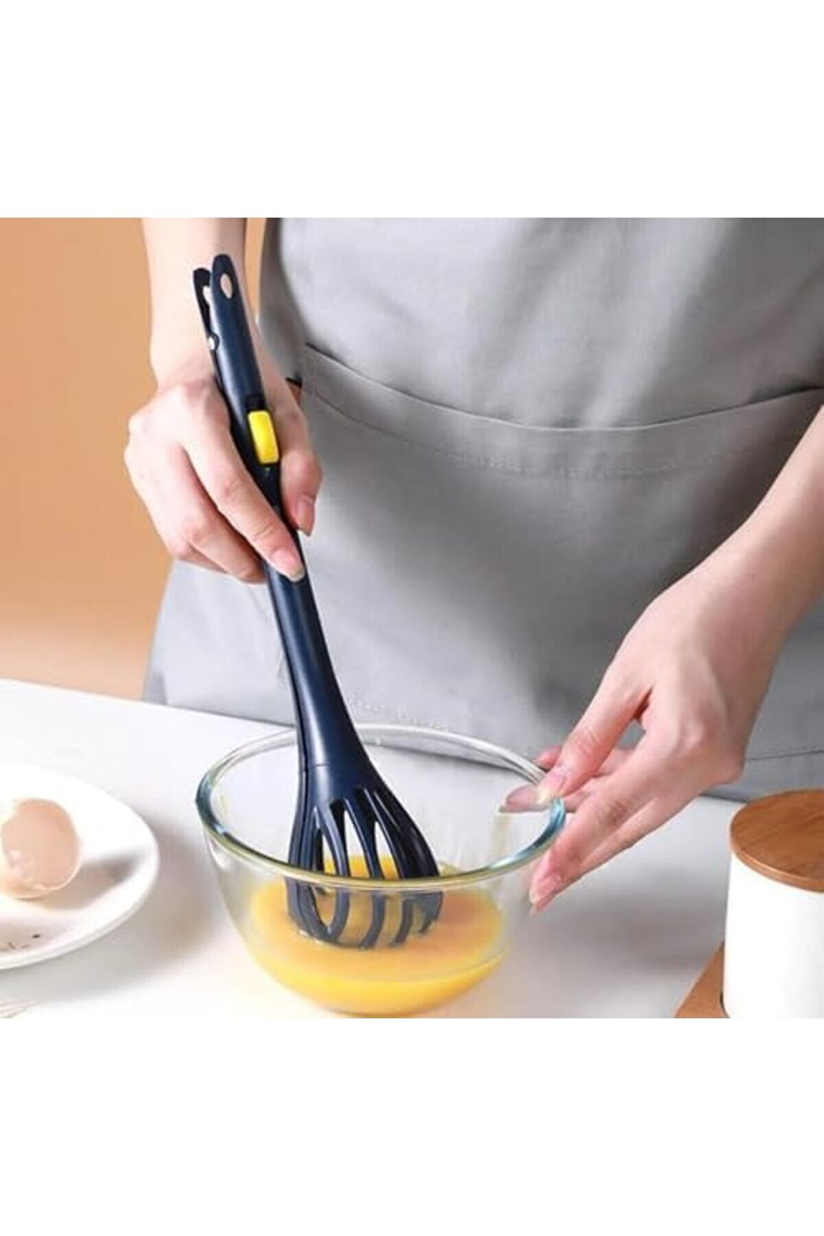 2 Si̇ 1 Arada Si̇hi̇rli̇ Çırpıcı Ve Makarna Maşası Prati̇k Yumurta Sos Krema Karıştırıcı 1175713