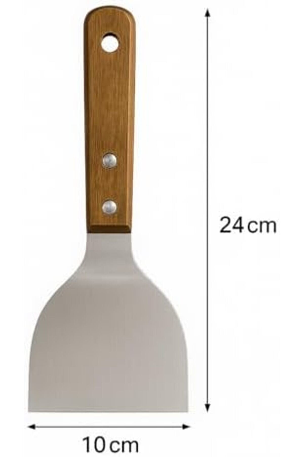 Modashi̇ne Ahşap Saplı Paslanmaz Çeli̇k Spatula – 24Cm Eği̇li̇mli̇ Çok Amaçlı Mutfak Spatulası |, Burger,