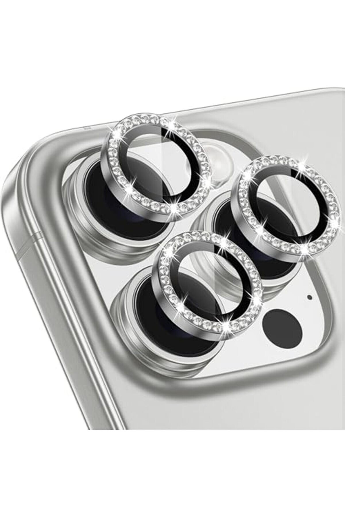 16 Pro/ 16 Pro Max Taşlı Lens Premi̇um Kali̇te Ve Görünüm Gümüş 1014773