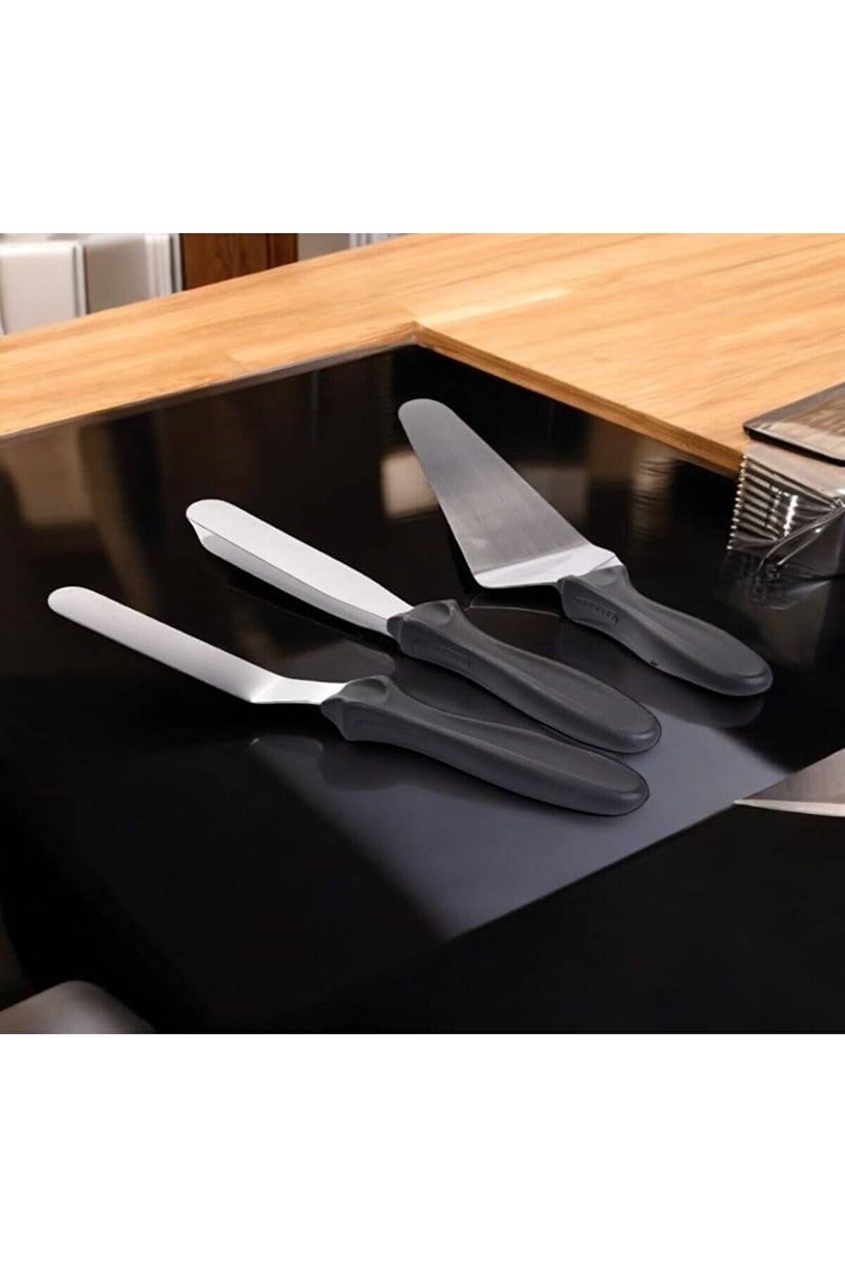 Modashi̇ne Paslanmaz Çeli̇k Kaymaz Saplı 3 Lü Spatula Seti̇ Modascope 1014773