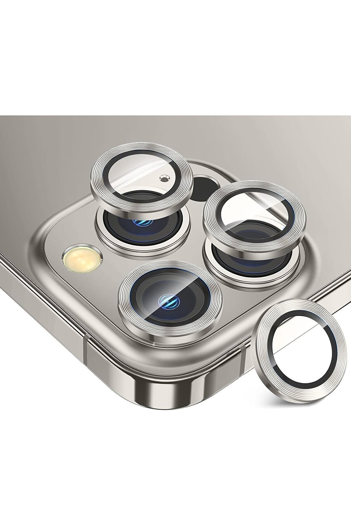 STOREMAX 16 Pro ve 16 Pro Max Kamera Camı Lens Halka Set - Beyaz Titanyum 1014773